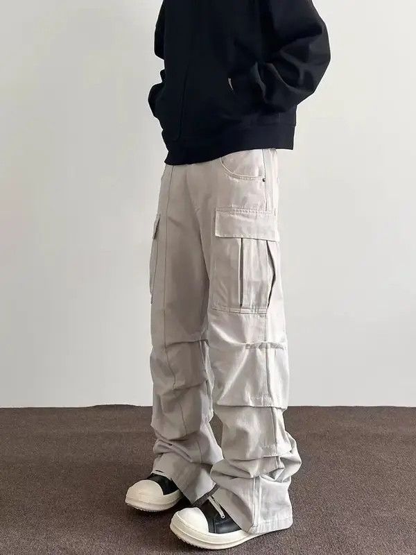 Jean VIBE High Street Hip Hop Y2K Pleated Micro Flare Trousers Size US 30 / EU 46 - 3 Thumbnail
