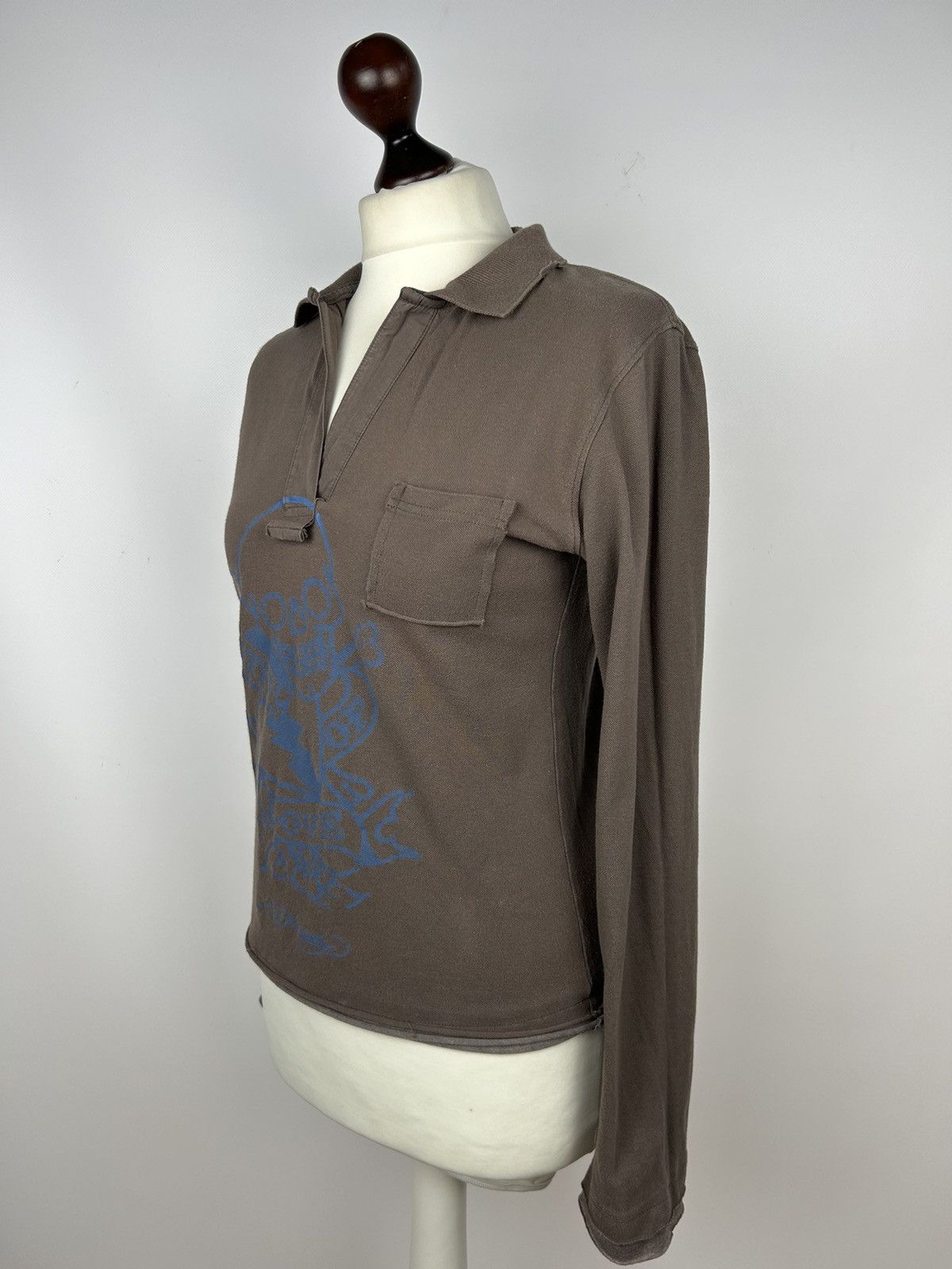 Ed Hardy Vintage Ed Hardy Brown Skulls Fire Avant Garde Top Polo Size S / US 4 / IT 40 - 12 Thumbnail
