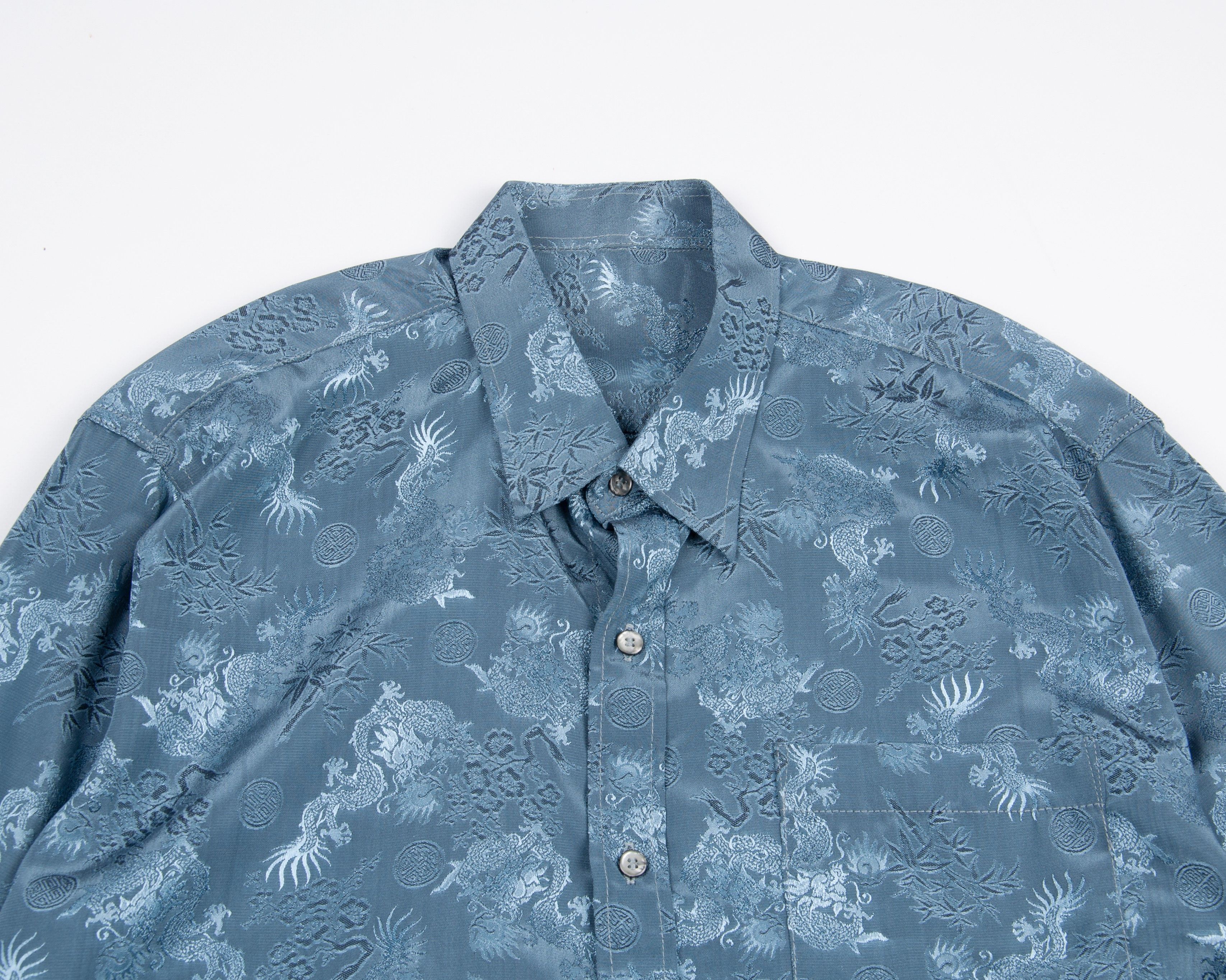 Japanese Brand × Vintage Vintage 90's Dragon Pattern Japanese Long Sleeve Shirt Size US L / EU 52-54 / 3 - 2 Thumbnail