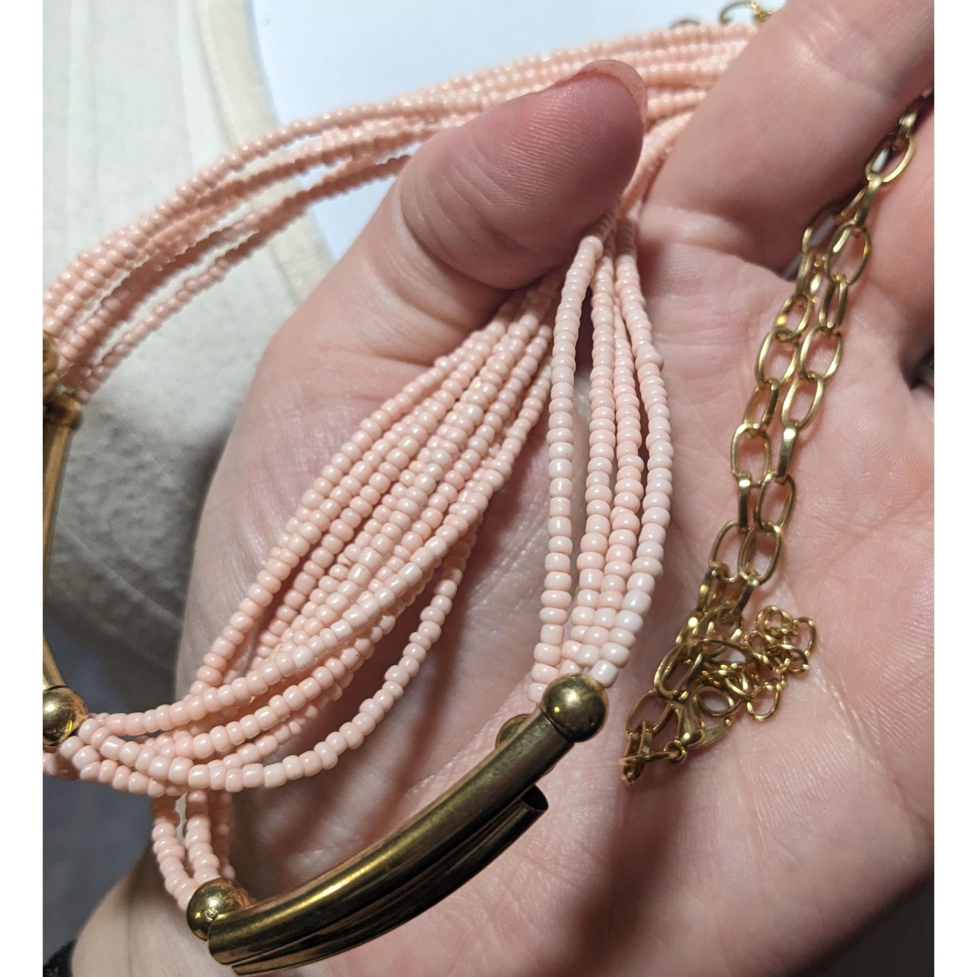 Other Pink And Gold Retro Multilayer Beaded Necklace Size ONE SIZE - 8 Thumbnail
