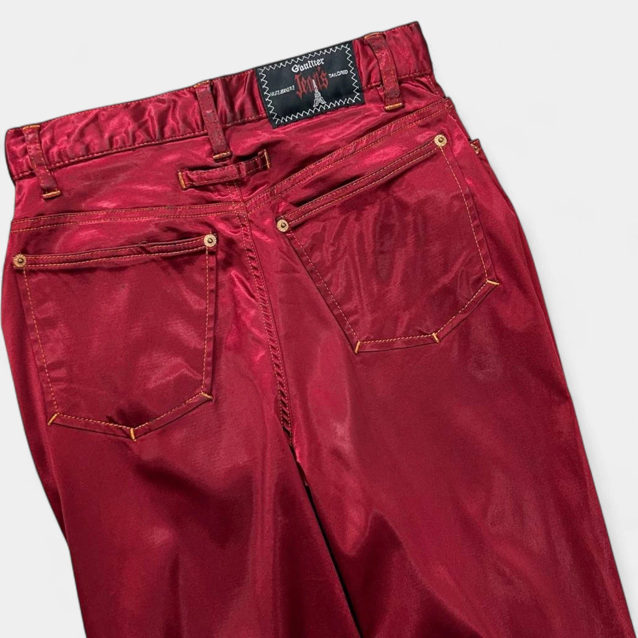 Jean Paul Gaultier Jean Paul Gaultier 90's Red Satin Nylon Pants Size 28" / US 6 / IT 42 - 6 Thumbnail