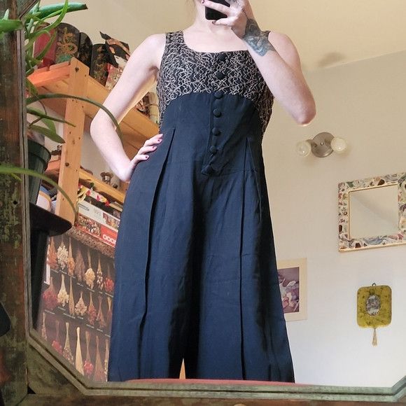 Other Vintage lace black jumpsuit by Zone California - size 7/8 Size 28" / US 6 / IT 42 - 3 Thumbnail