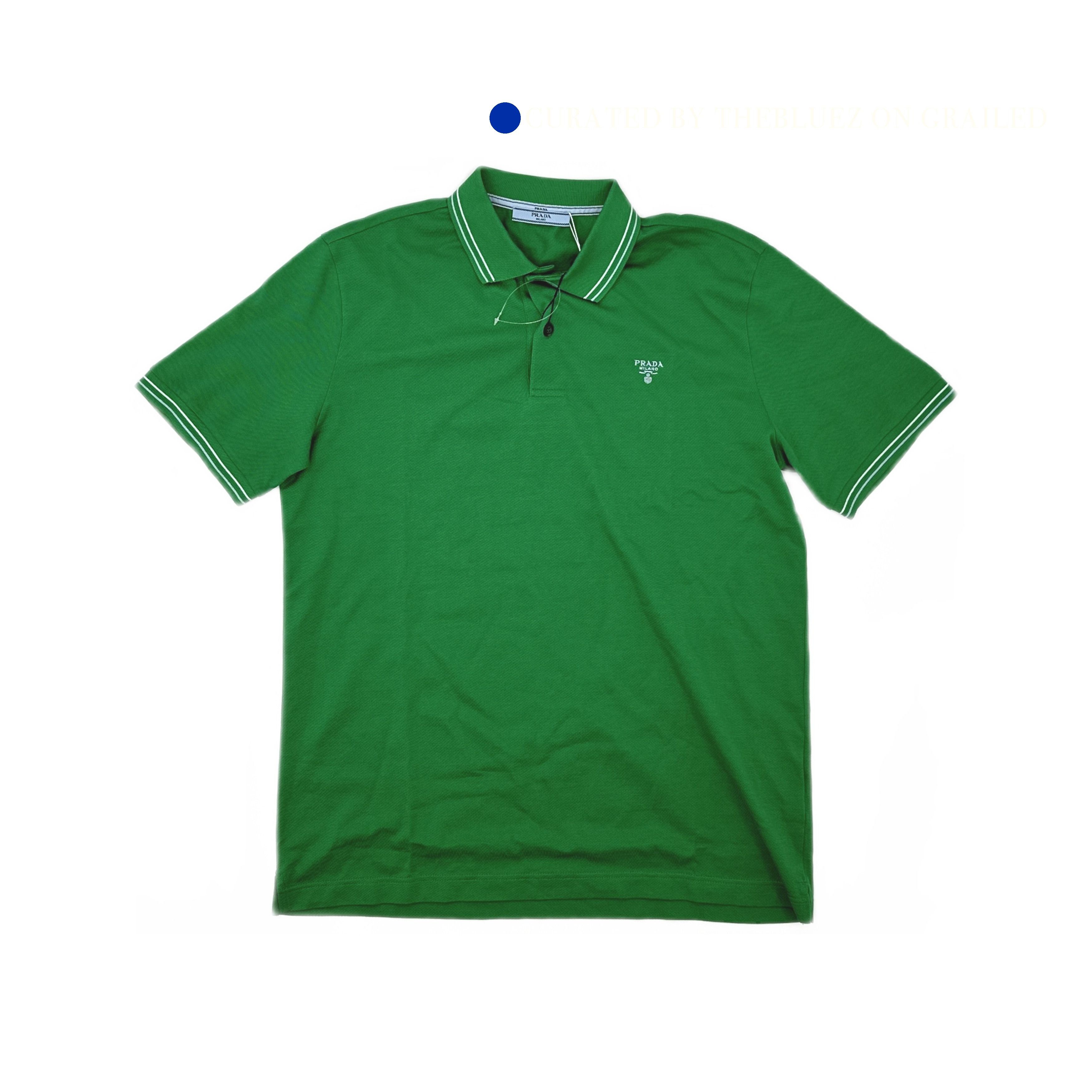 Prada Embroidered Logo Polo Shirt in Green Size US L / EU 52-54 / 3 - 1 Thumbnail