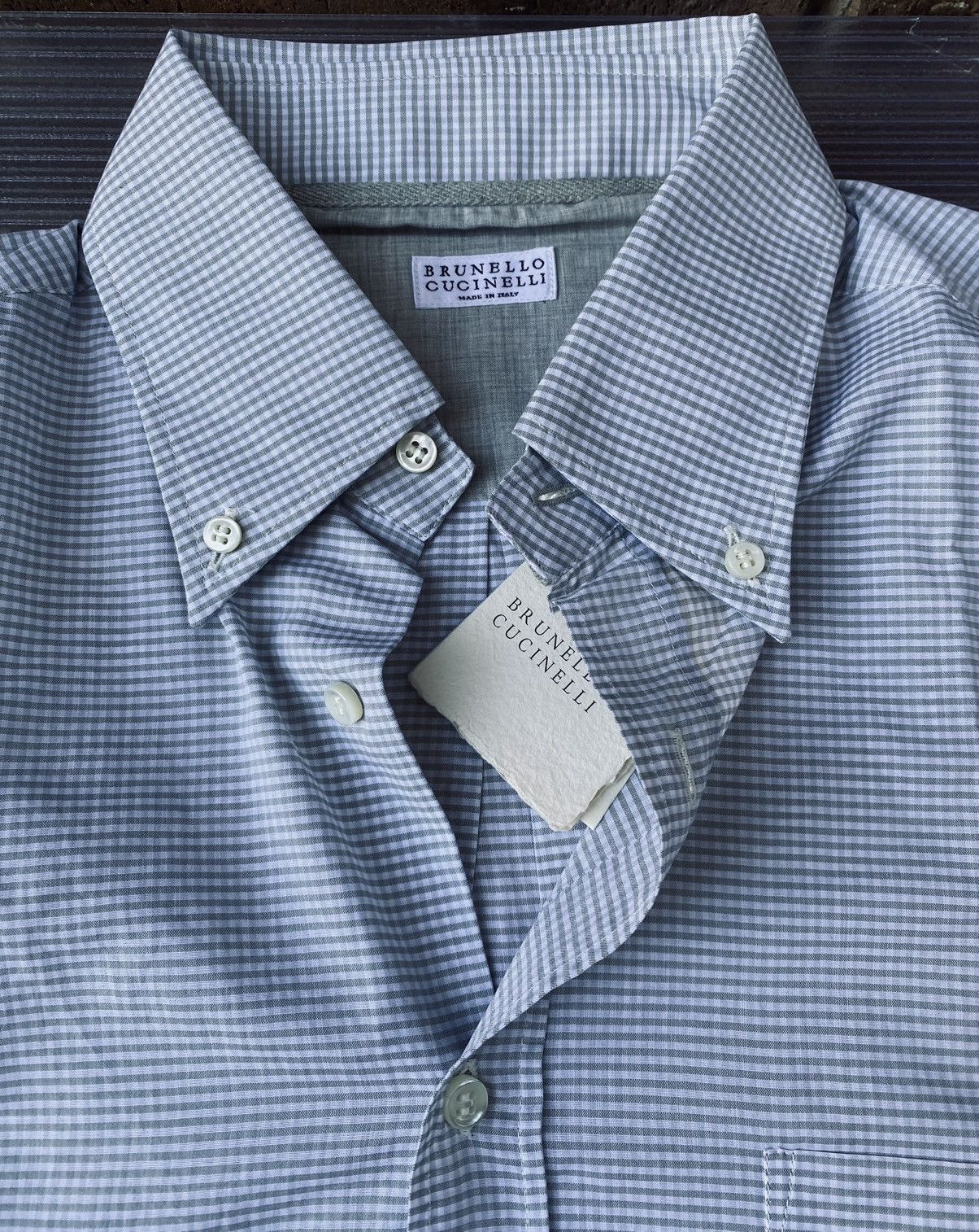 Brunello Cucinelli Brunello Cucinelli 🇮🇹 Olive Gingham Check Dress Shirt M NWT Size US M / EU 48-50 / 2 - 7 Thumbnail