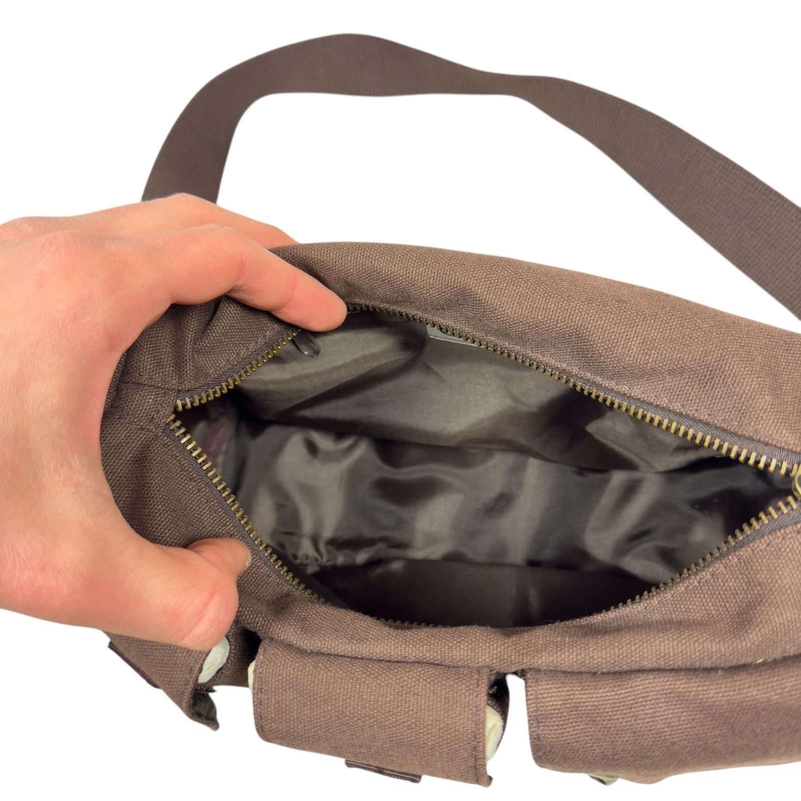 Vintage Vintage Unisex Brown Adjustable Strap Pockets Crossbody Bag Size ONE SIZE - 6 Thumbnail