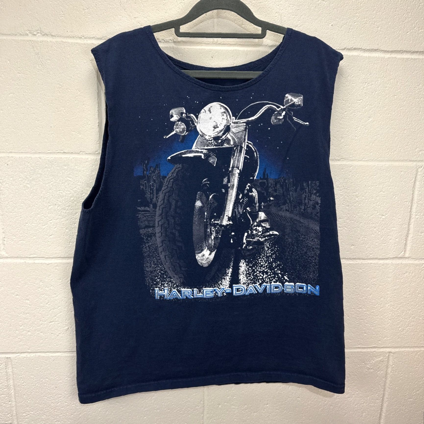 Harley Davidson VINTAGE Harley-Davidson Graphic Tank Top Blue Large 90s Biker Mens Size US L / EU 52-54 / 3 - 2 Thumbnail