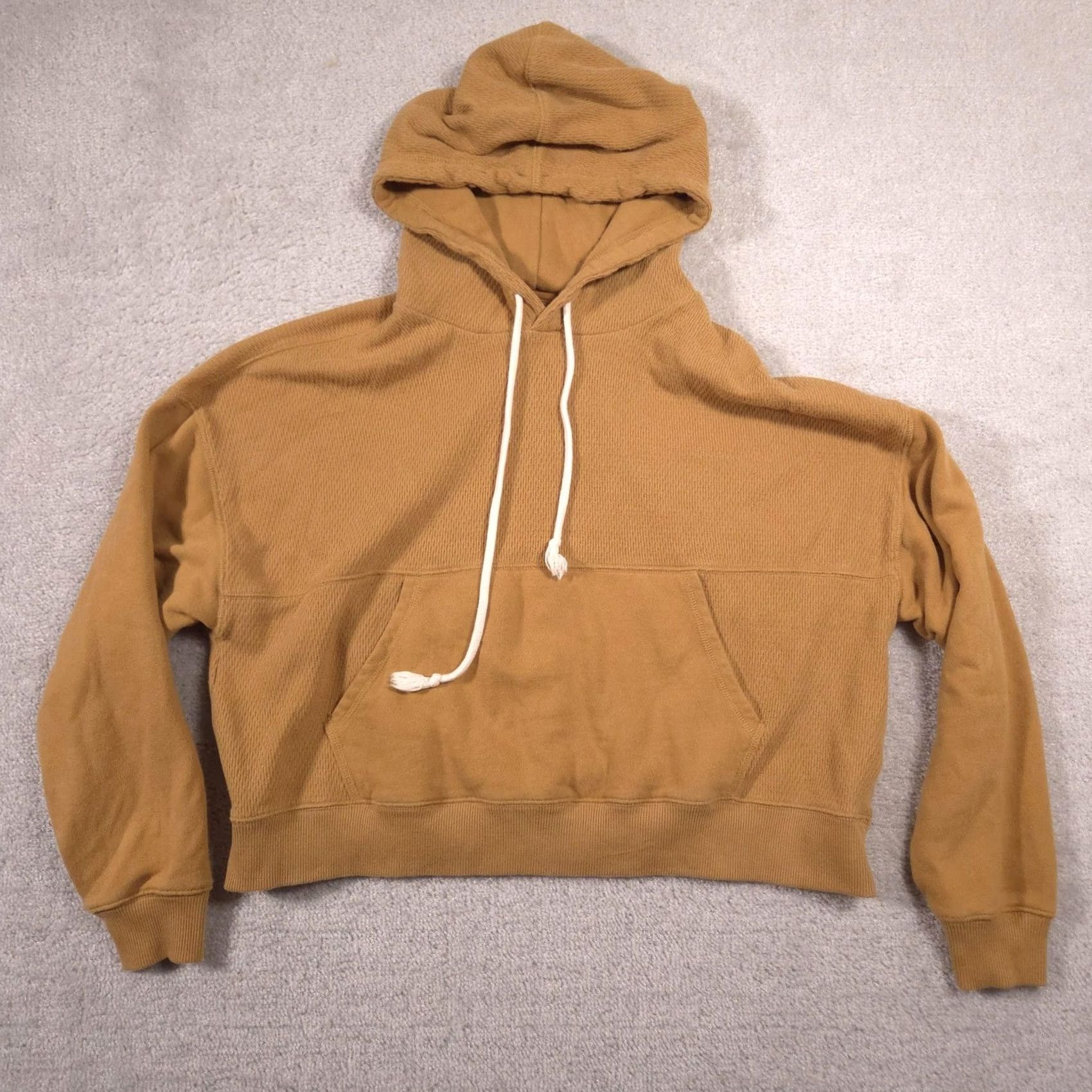 Vintage Aerie Hoodie Womens M Brown Waffle Knit Thermal Pullover Kangaroo Pocket Casual Fall Adults Mens Womens Size M / US 6-8 / IT 42-44 - 2 Thumbnail