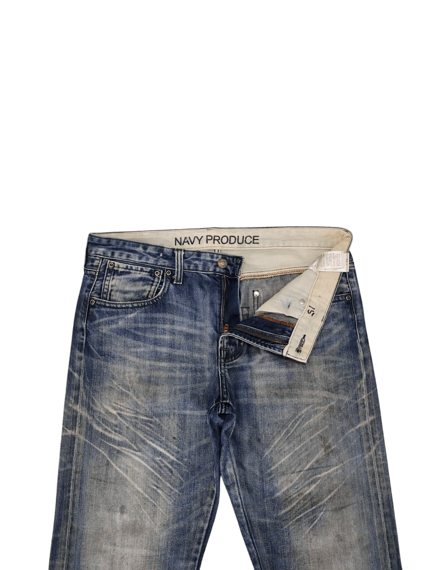 Hysteric Glamour Vintage Y2k Navy Produce Japan Clawmark Distress Faded Jeans Size US 32 / EU 48 - 7 Thumbnail
