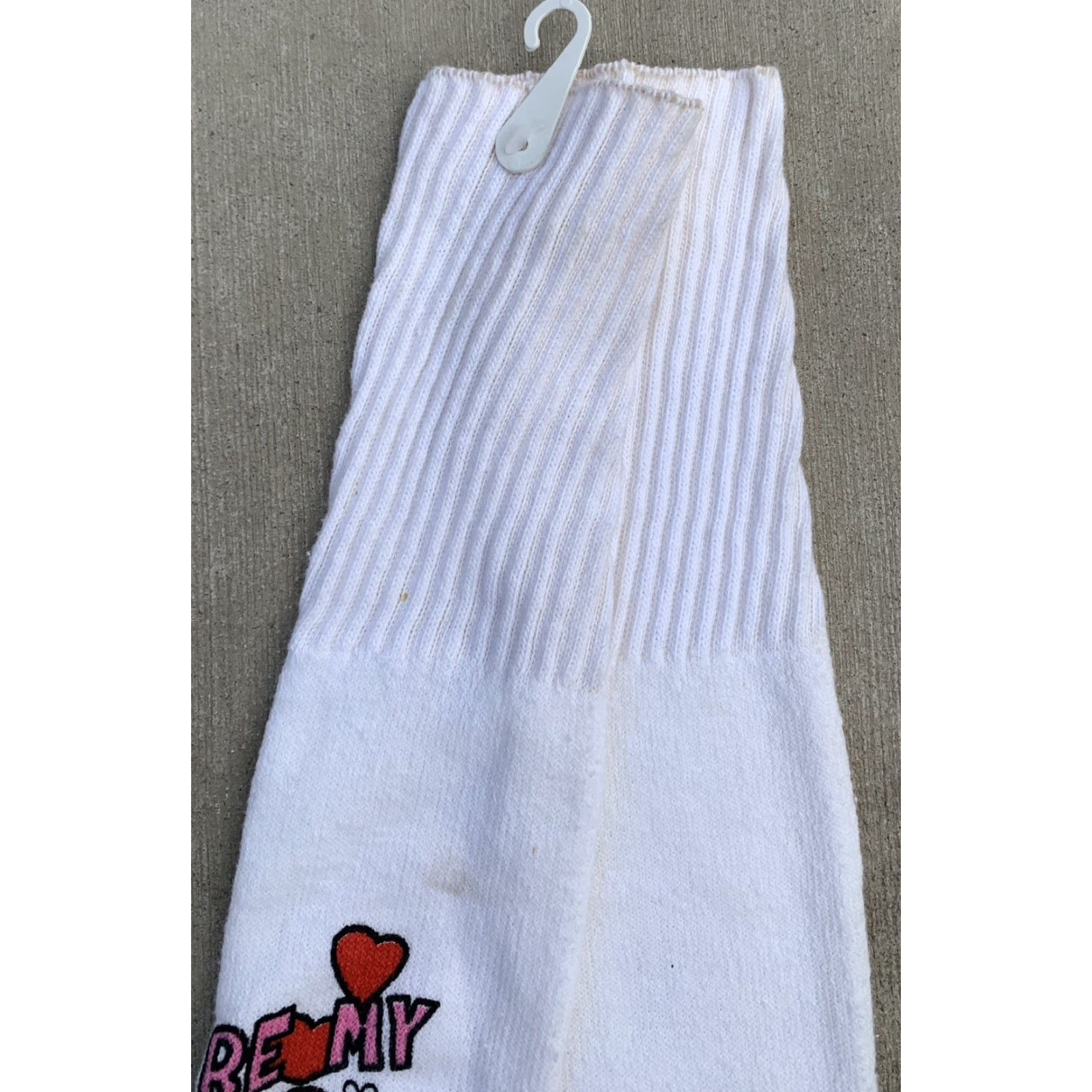 Vintage VINTAGE Be My Valentine Novelty Tube Socks Valentine 80s 90s Unisex Adults 9-15 Ivory Knee High Socks Size ONE SIZE - 6 Thumbnail