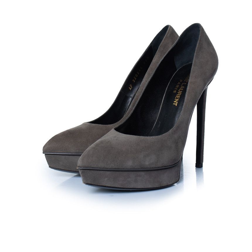 Saint Laurent Paris Saint Laurent, Grey suede janis pump Size US 6.5 / IT 36.5 - 1 Thumbnail