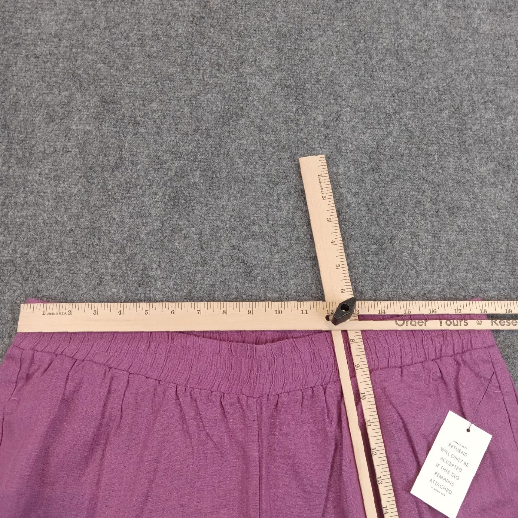 Vintage Eloquii Womens Pants Purple Linen Pull On Elastic Waist Straight Wide Leg Size 18 Size 36" / US 14 / IT 50 - 4 Thumbnail