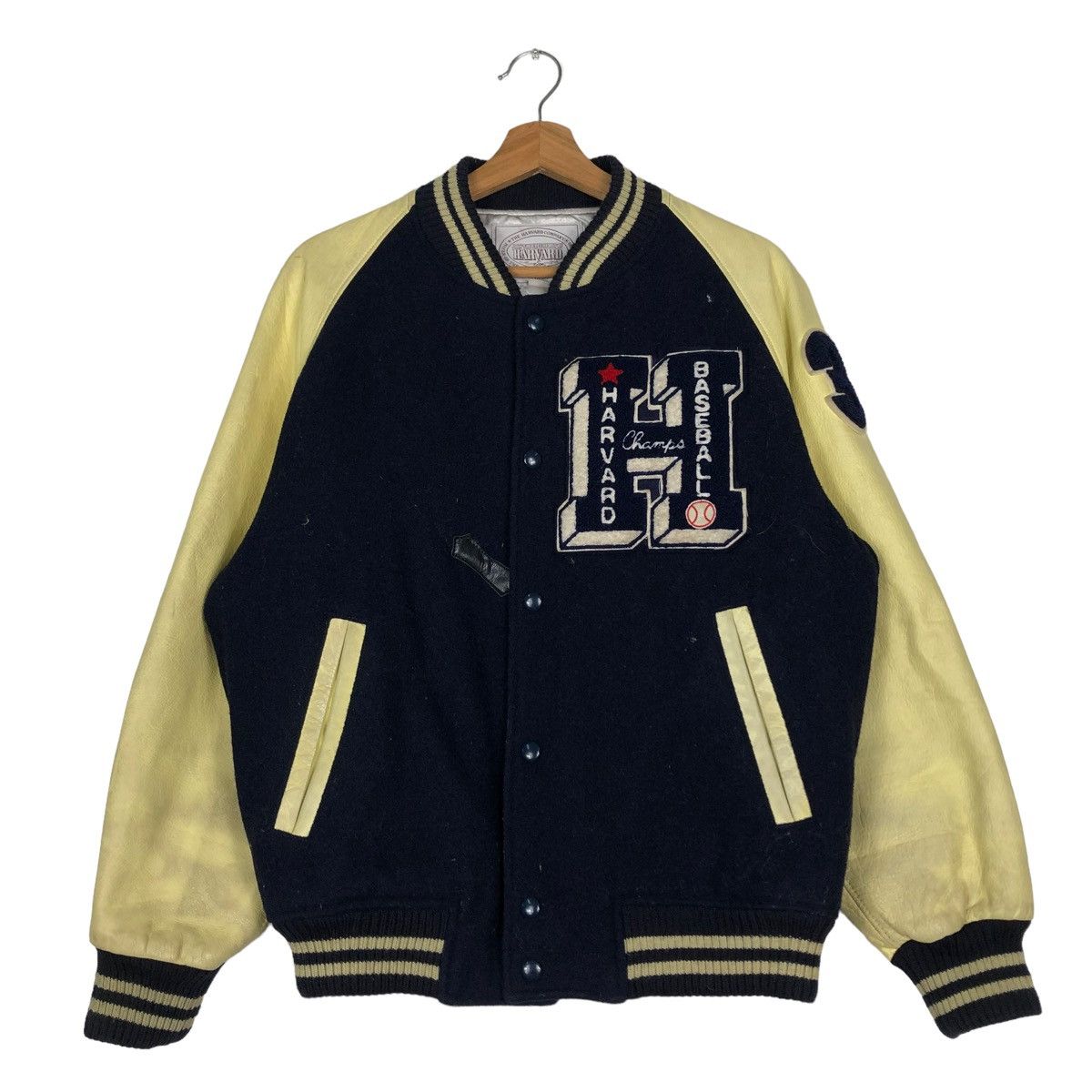 Vintage 🔥VINTAGE VARSITY JACKET LEATHER JUMPER HAVARD BASEBALL Size US L / EU 52-54 / 3 - 1 Thumbnail