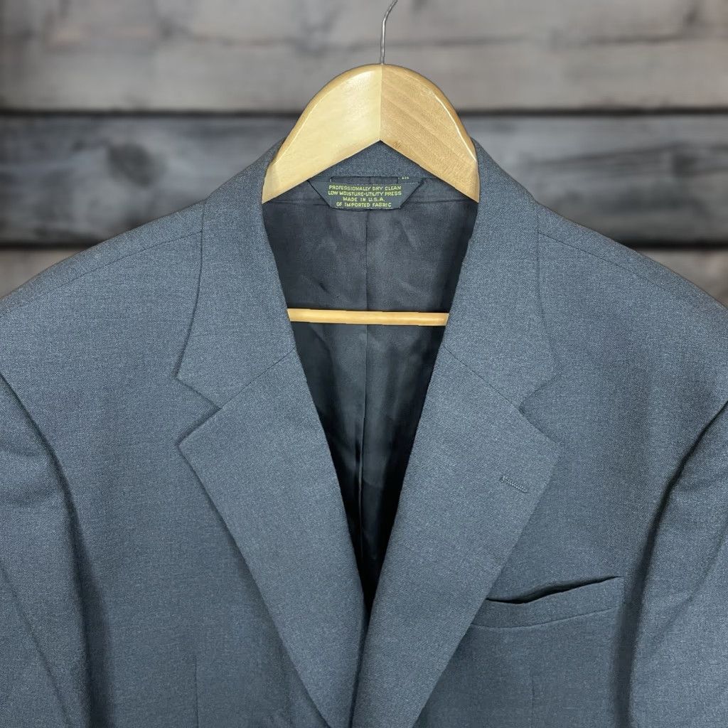 Vintage Deansgate USA Made Blazer Jacket Men's Size 48R Gray Wool