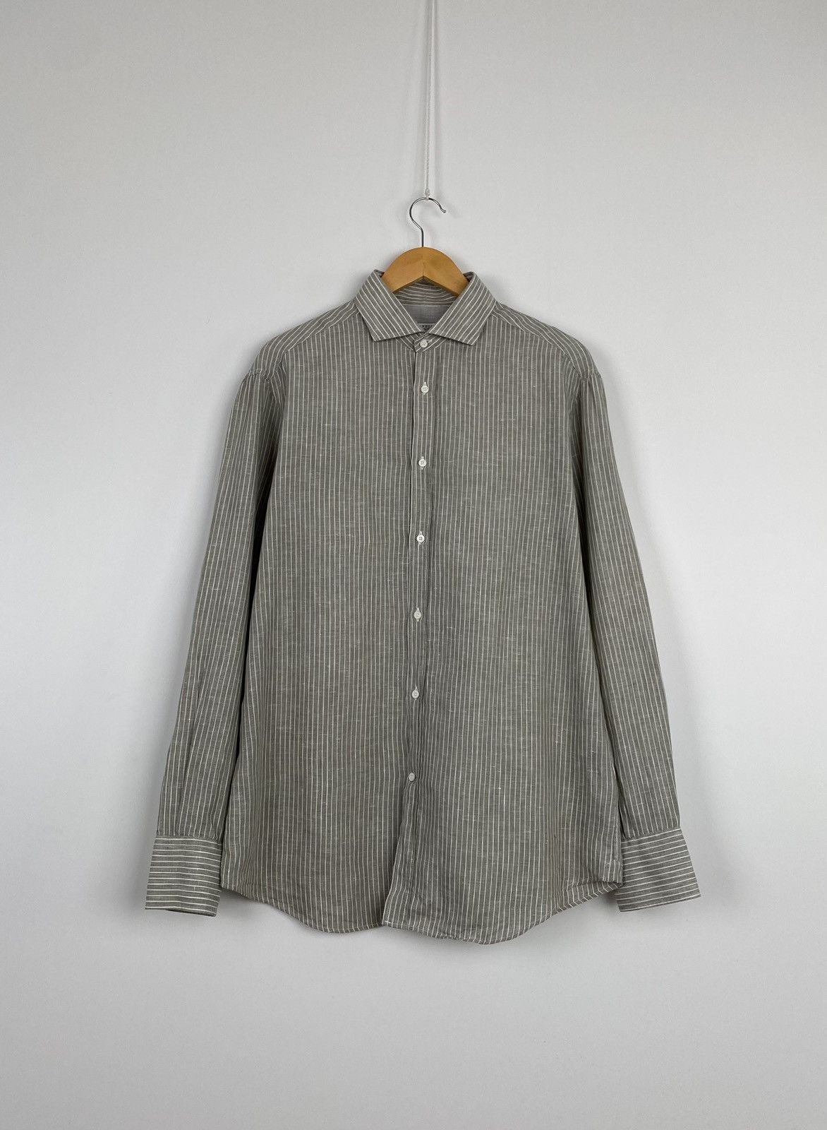 Brunello Cucinelli Brunello Cucinelli Linen Striped Shirt Size US XXL / EU 58 / 5 - 1 Thumbnail
