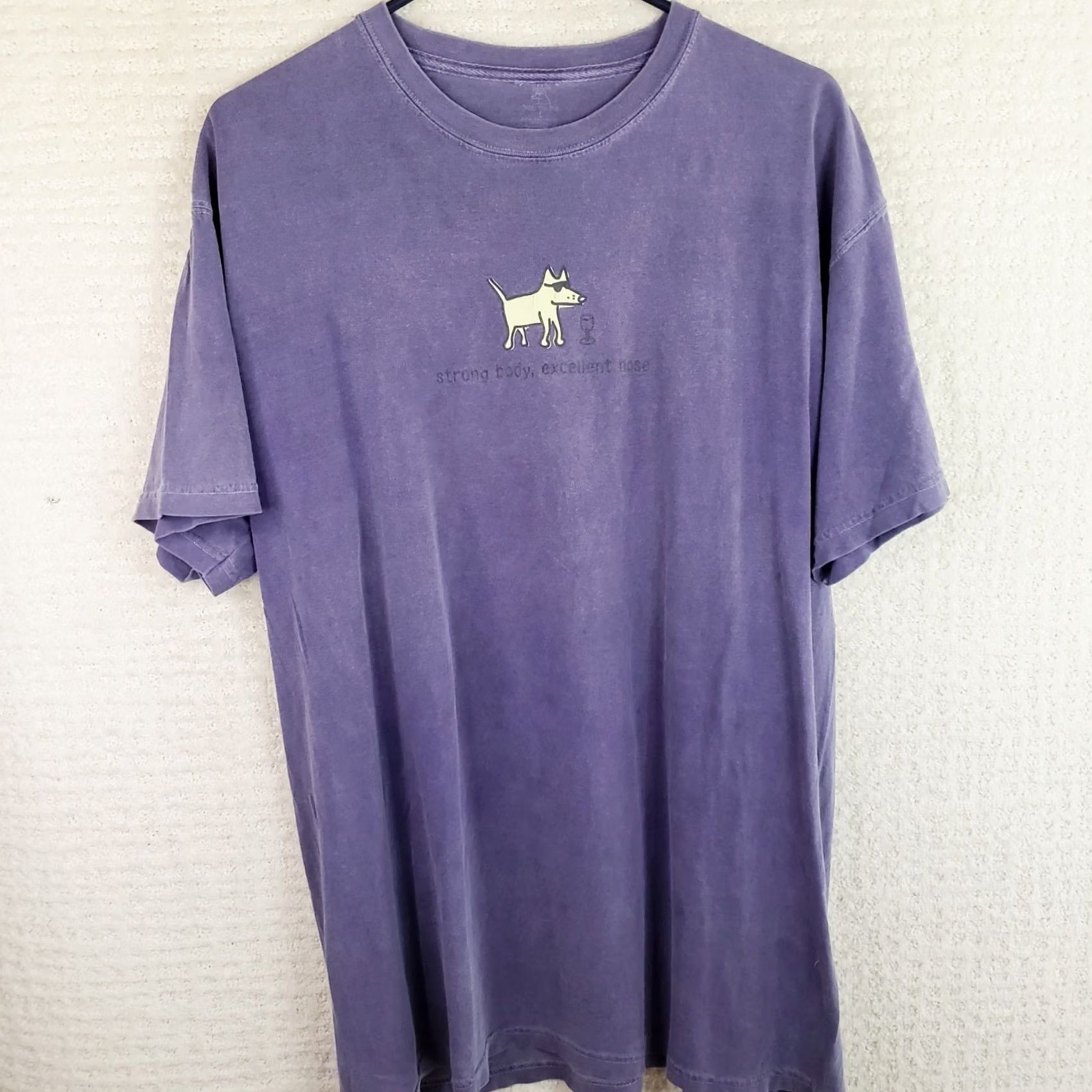 Vintage Teddy the Dog T-Shirt Unisex Classic Tee Blue Short Sleeve Crew Neck 100% Cotton XS-XL Graphic Print Cartoon Dogs Excellent Nose Wine Size US L / EU 52-54 / 3 - 2 Thumbnail