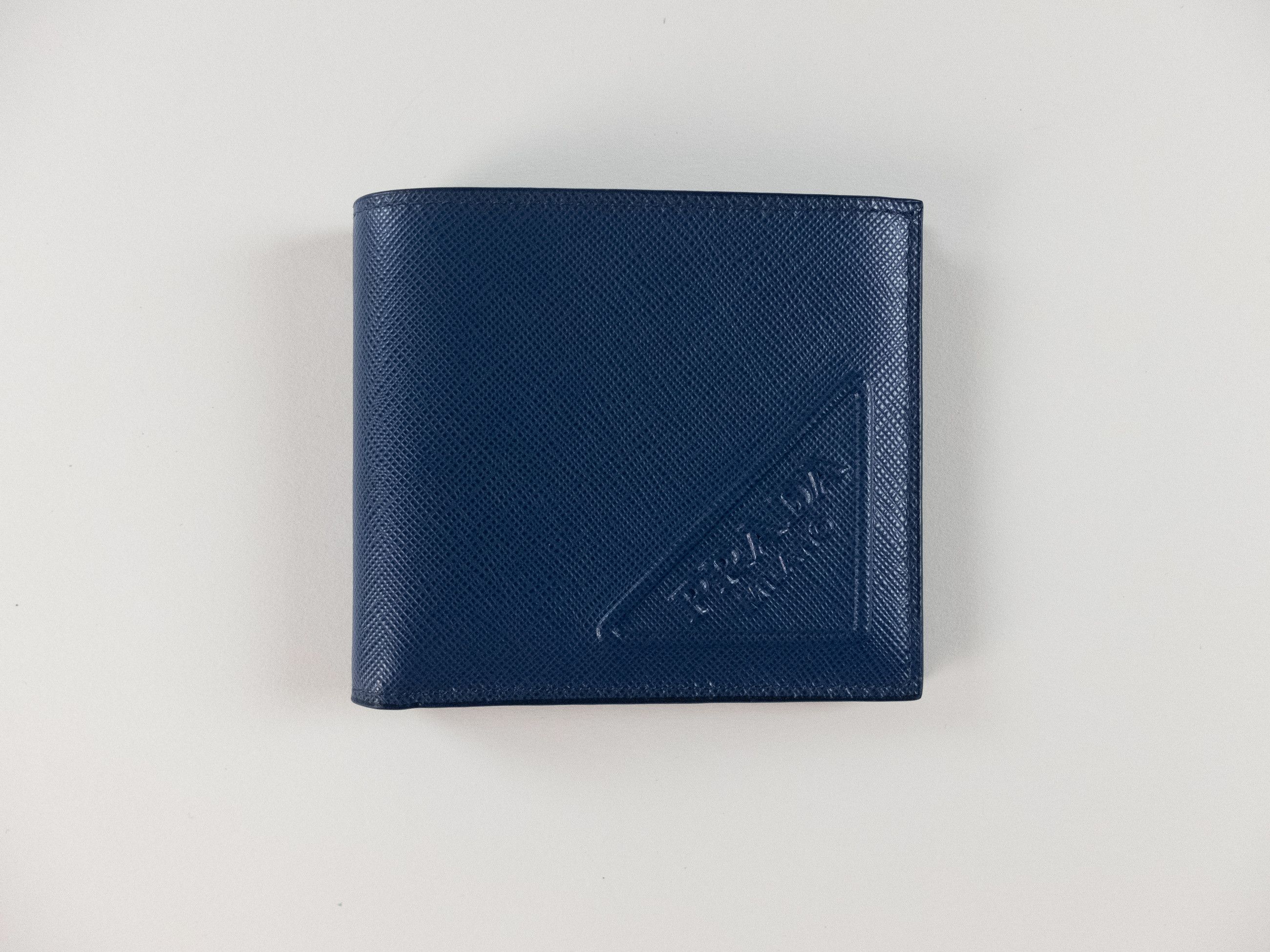 Prada PRADA blue Saffiano leather bifold triangle logo wallet Size ONE SIZE - 2 Thumbnail