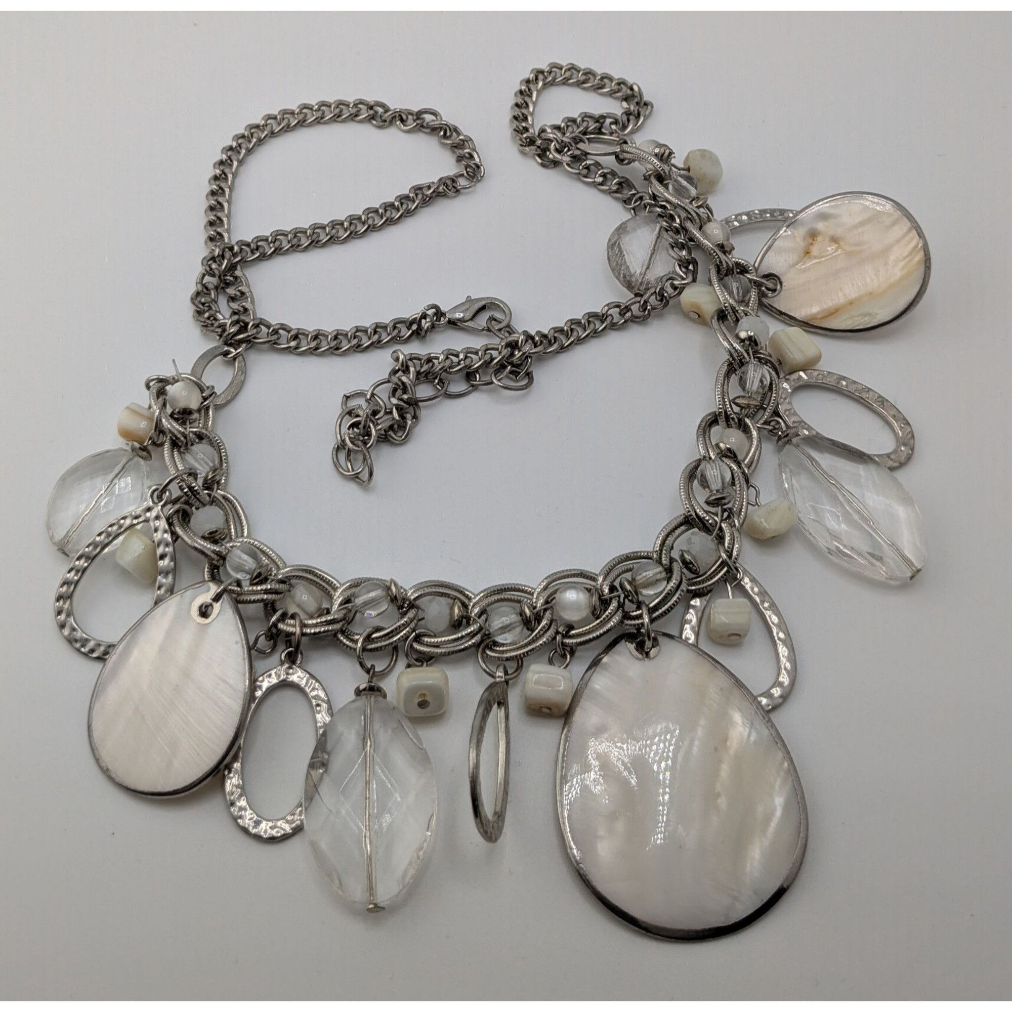 Other Vintage Mermaidcore Mother-Of-Pearl & Clear Glass Charm Neck Size ONE SIZE - 4 Thumbnail
