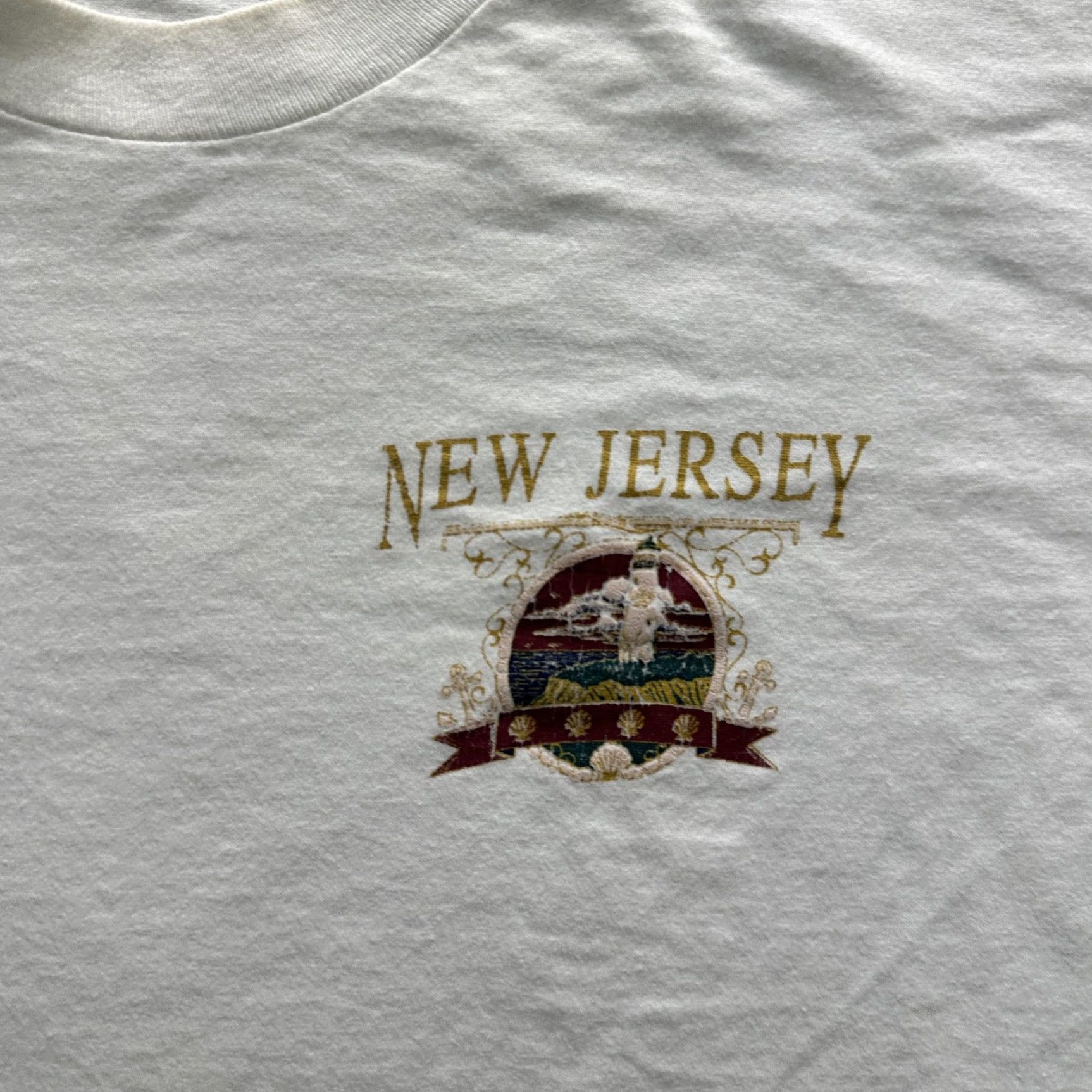 Vintage VINTAGE New Jersey Shirt Mens Large White Graphic Short Sleeve Crewneck Tee SS Size US L / EU 52-54 / 3 - 6 Thumbnail