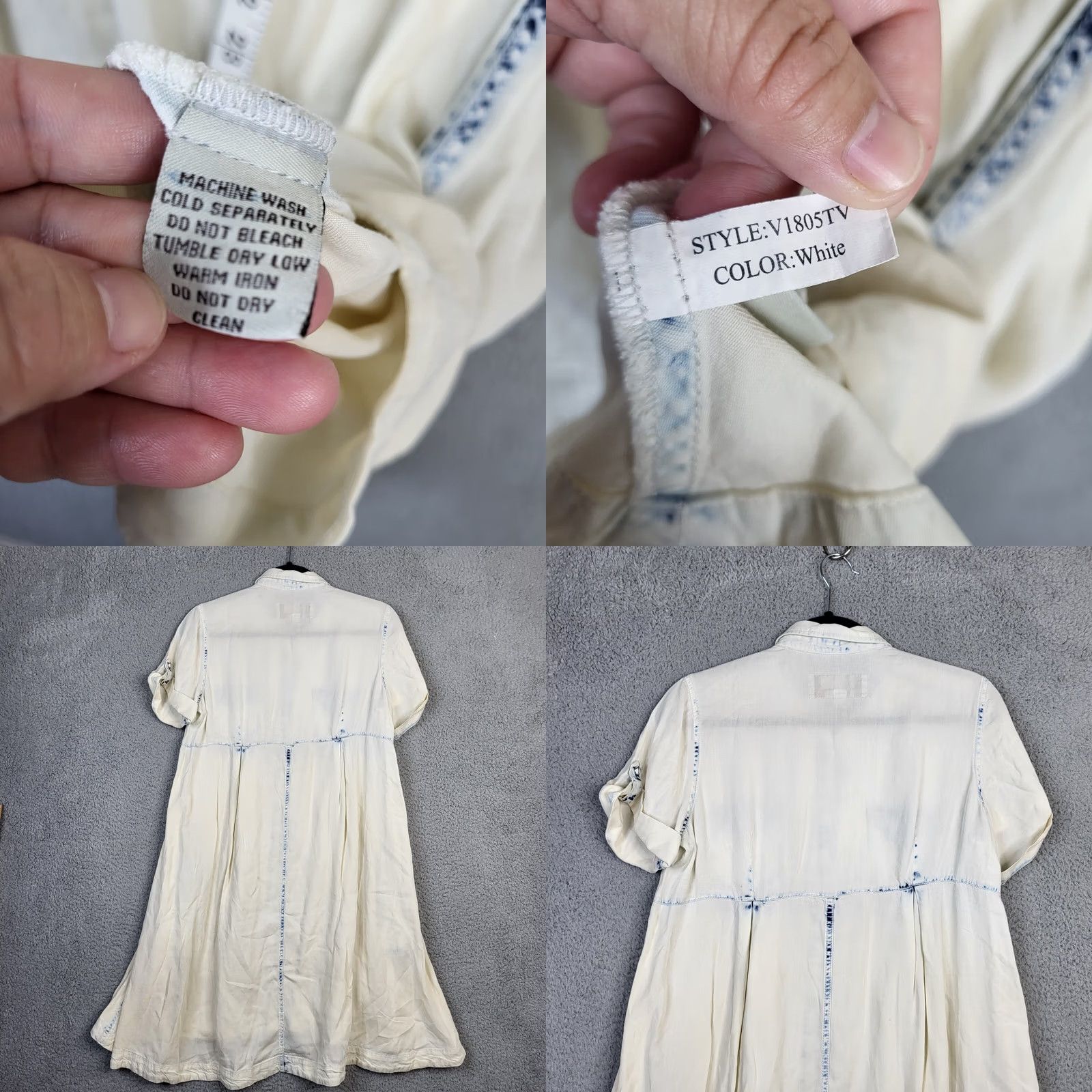 Vintage RYAN MICHAEL Women's Shirt Dress S White Tie-dye Button Snap Collared 100% Tencel Casual Vintage No Size S / US 4 / IT 40 - 8 Thumbnail
