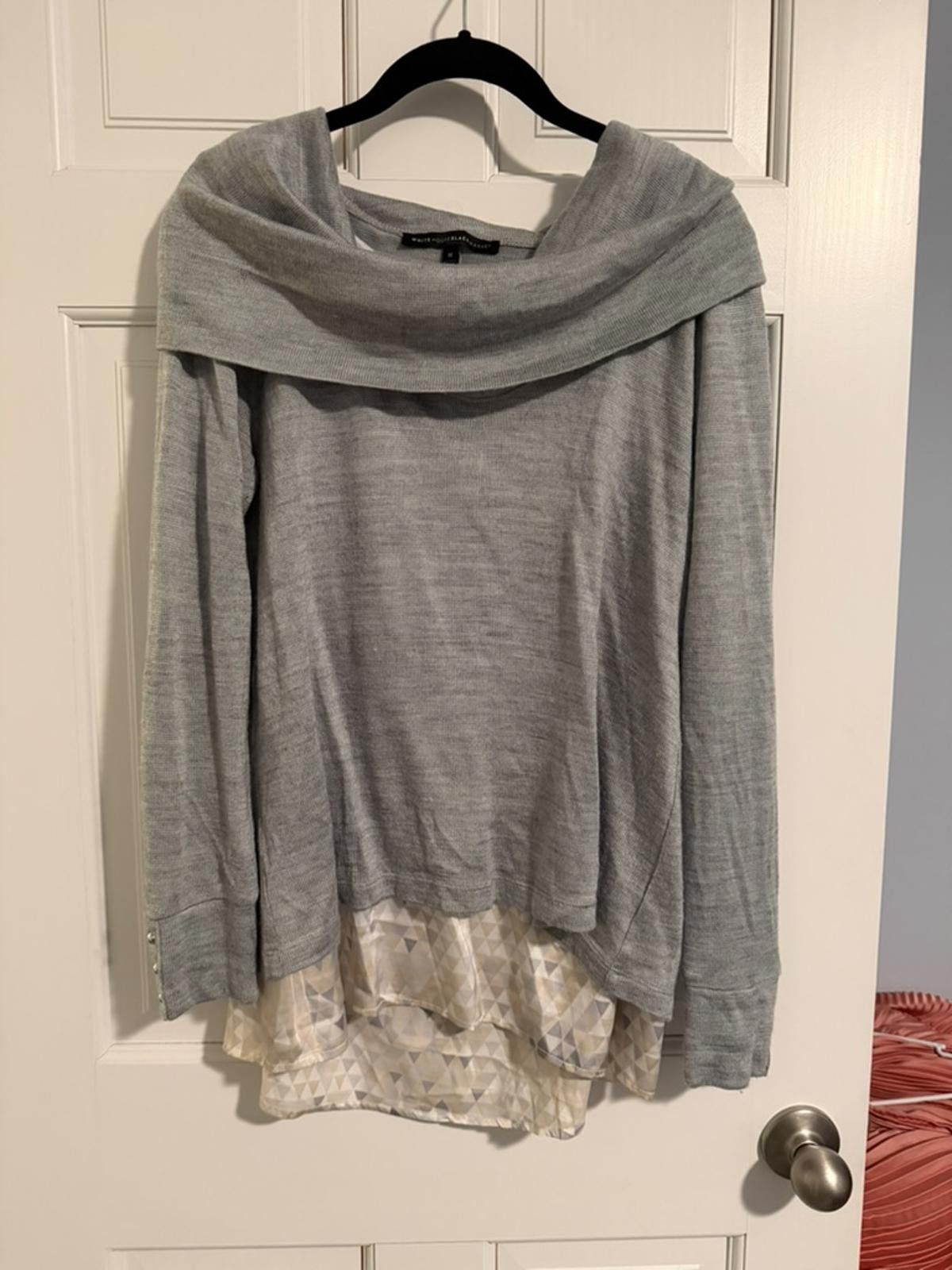 Other White House Black Market Gray Long Sleeve Sweater with Layer Size M / US 6-8 / IT 42-44 - 4 Thumbnail