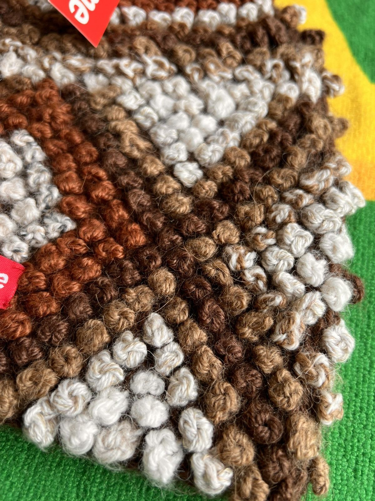 Supreme Textured Knit Beanie FW25 – Brown beige hat