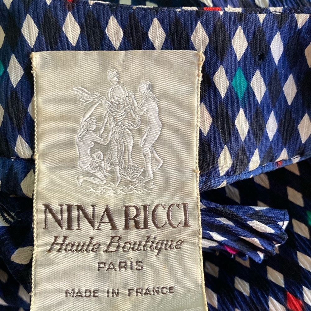 Nina Ricci Nina Ricci Vintage 1980's Silk Midi Dress Navy Diamond Patte Size L / US 10 / IT 46 - 3 Thumbnail
