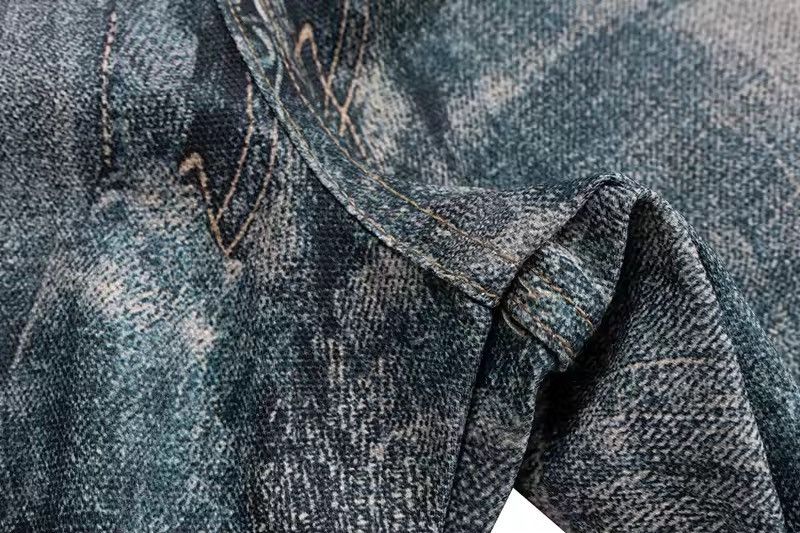 Design Blue 3D Printed Chain Washed Baggy Jeans