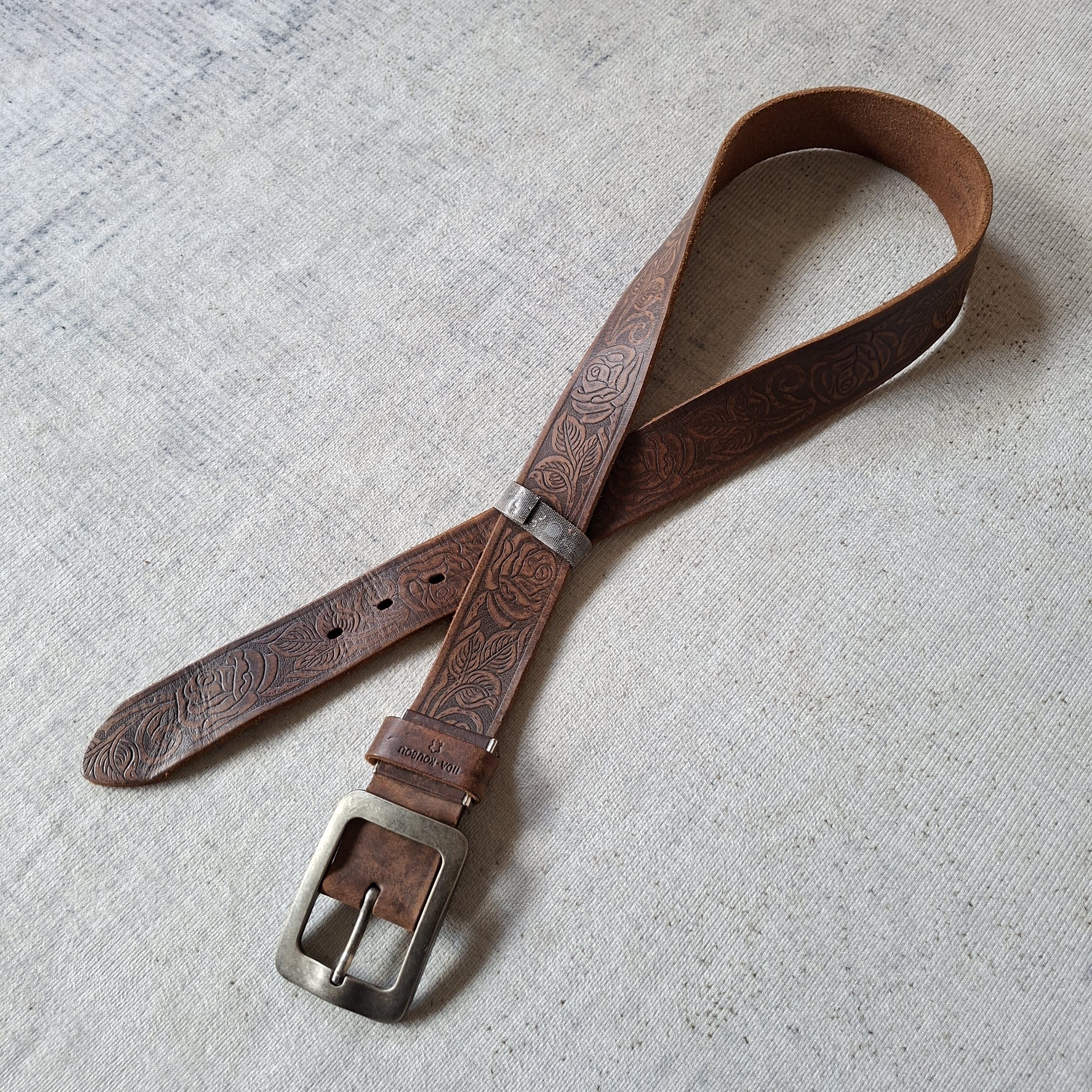 Japanese Brand 🧱 Vintage lida koubou garrison emboss leather belt Size ONE SIZE - 10 Thumbnail