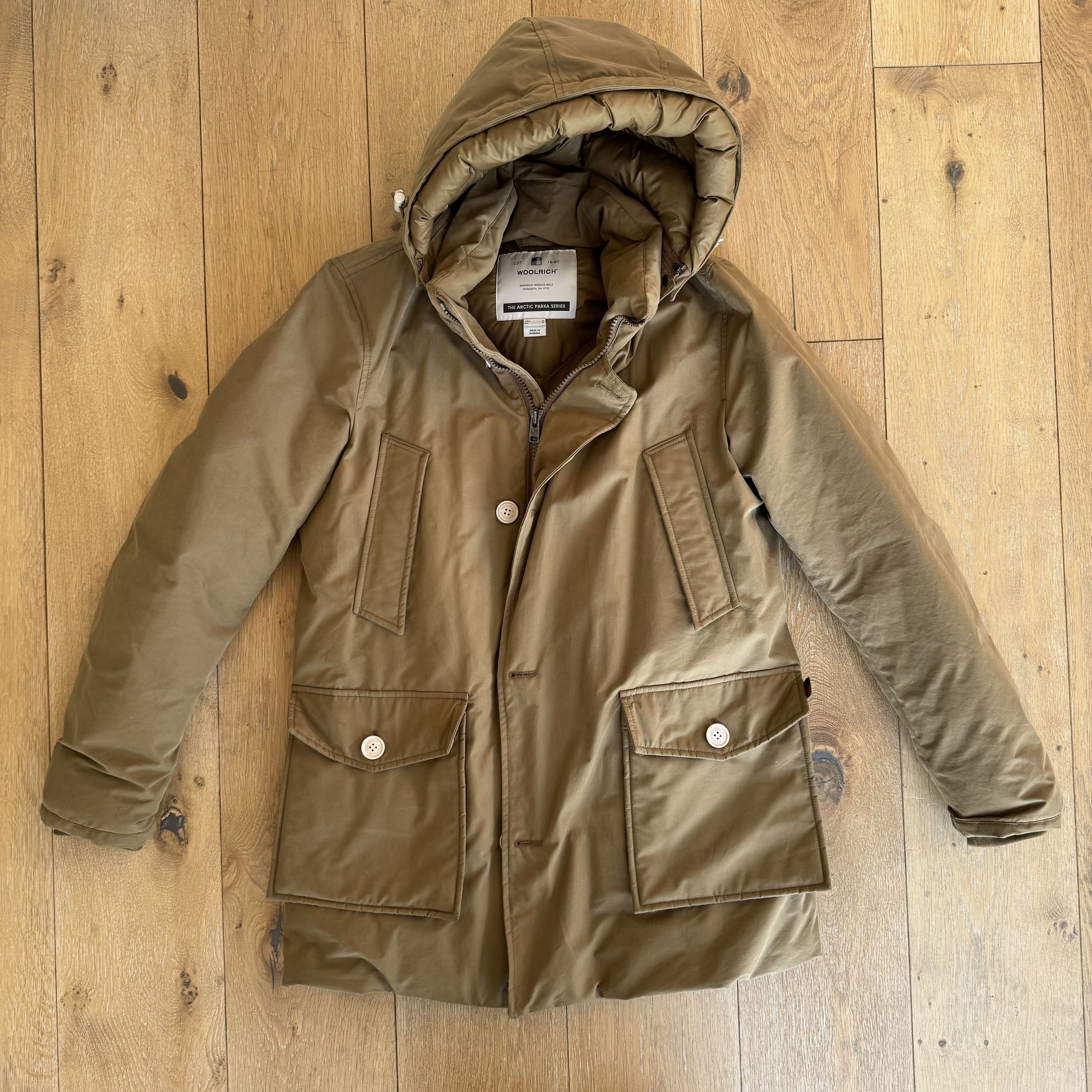 image of Woolrich Woolen Mills Woolrich Arctic Parka in Tan, Men's (Size Small)