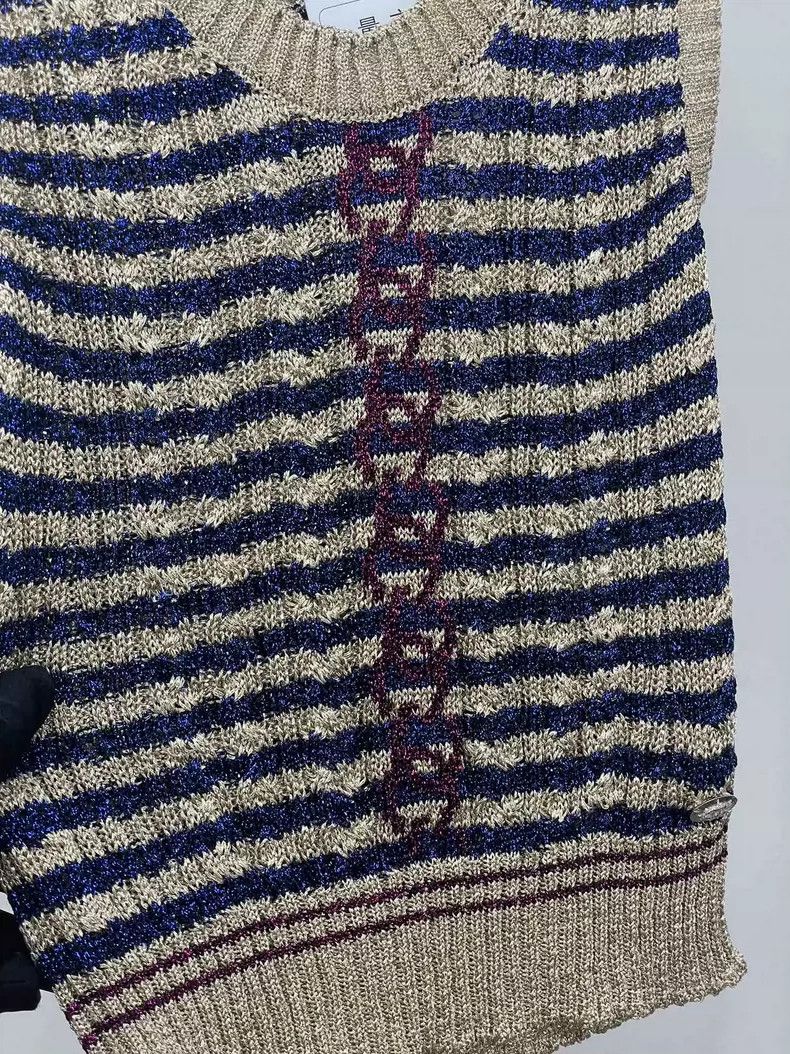 Chanel Chanel 24S gold thread knitted striped vest Size XXS / US 00 / IT 34 - 3 Thumbnail