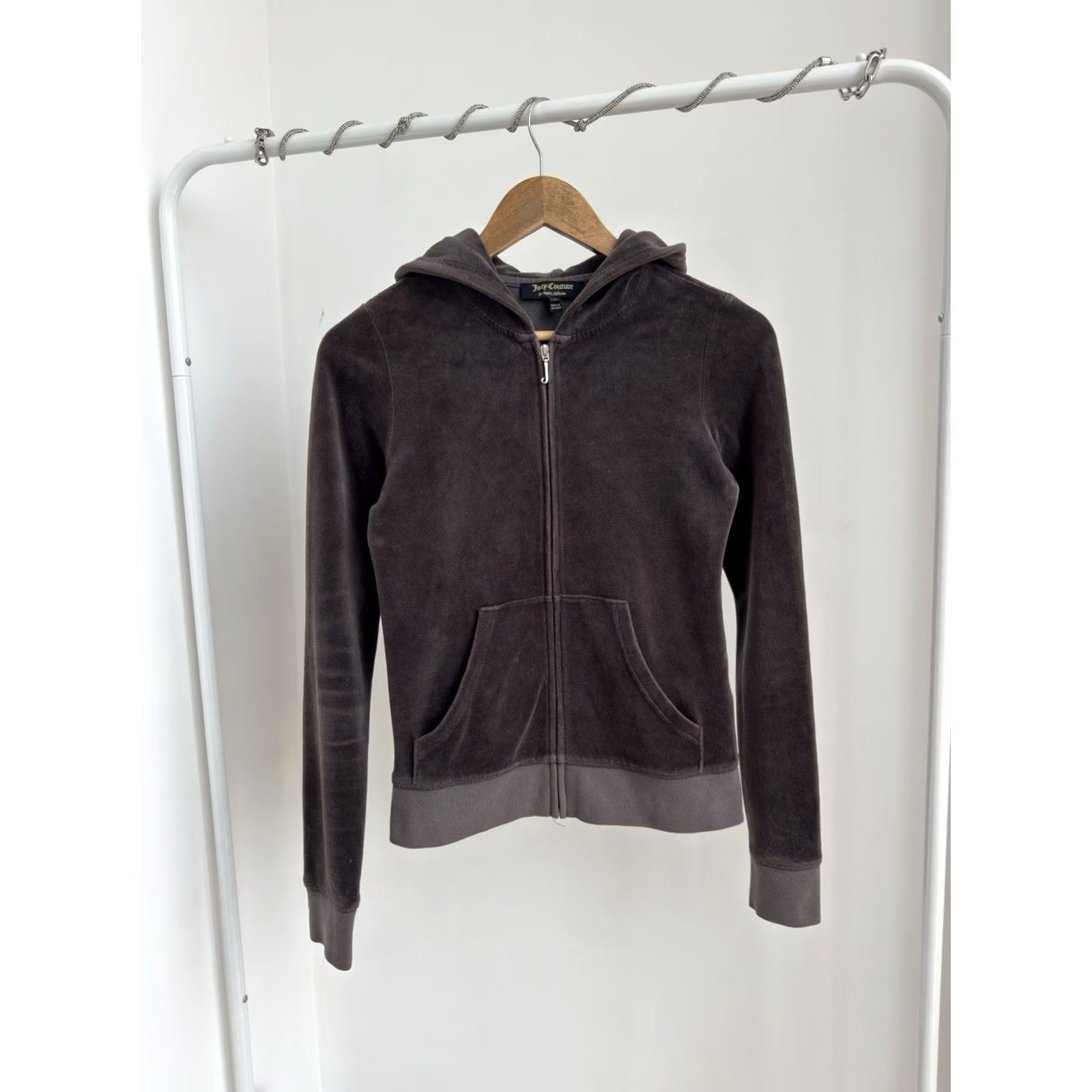 Juicy Couture VINTAGE Juicy Couture Logo Velour Zip Hoodie Womens S Gray 3D 90s Streetwear Hip Hop Designer USA Time Period Casual Size S / US 4 / IT 40 - 4 Thumbnail