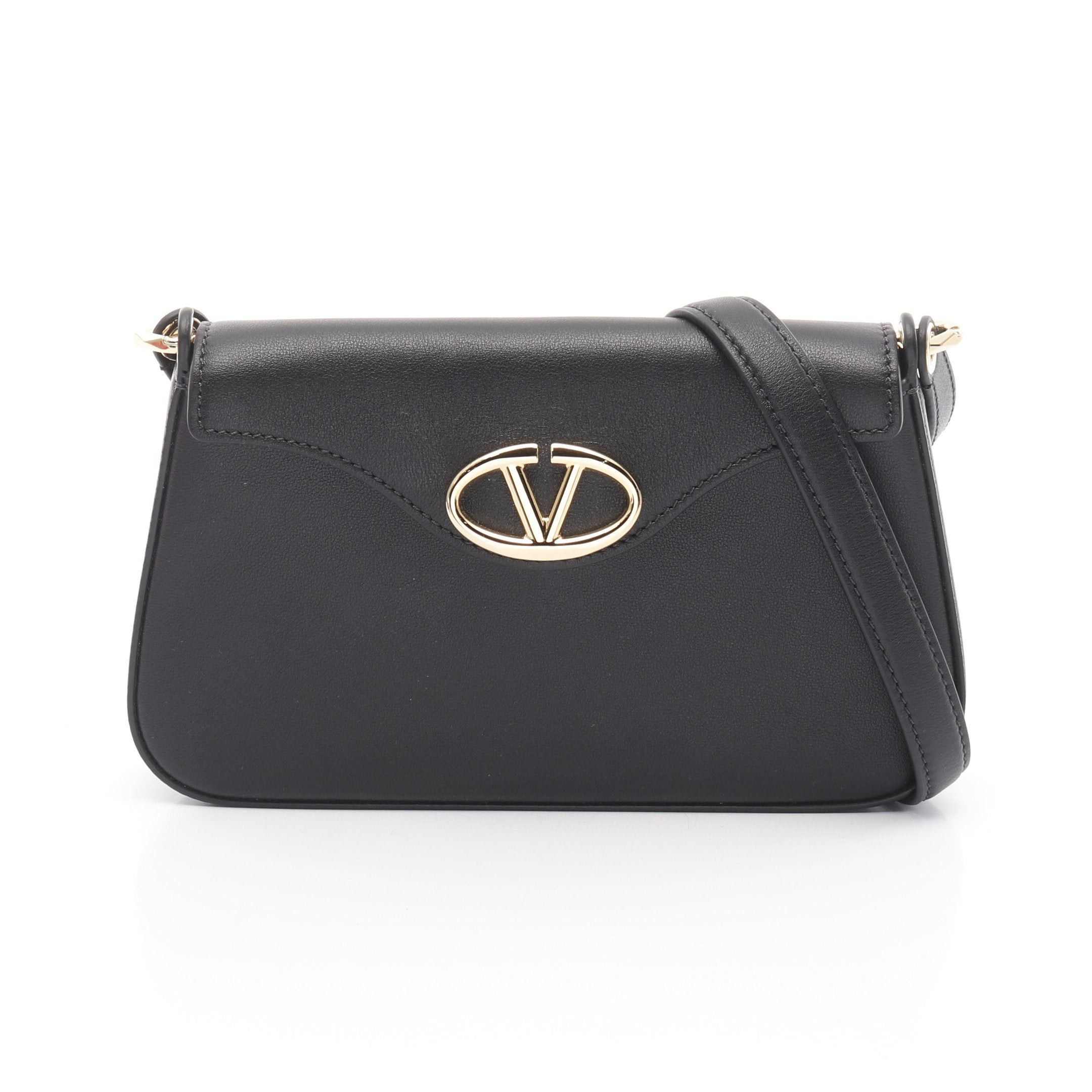 Valentino Valentino V Logo Shoulder Bag Leather Black Size ONE SIZE - 1 Thumbnail