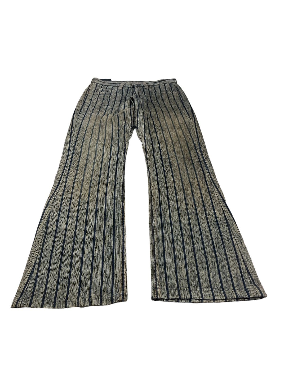 Hysteric Glamour FLARED🔥BLUE WAY STRIPED GRUNGE DISTRESSED DENIM PANT Size US 29 - 2 Thumbnail