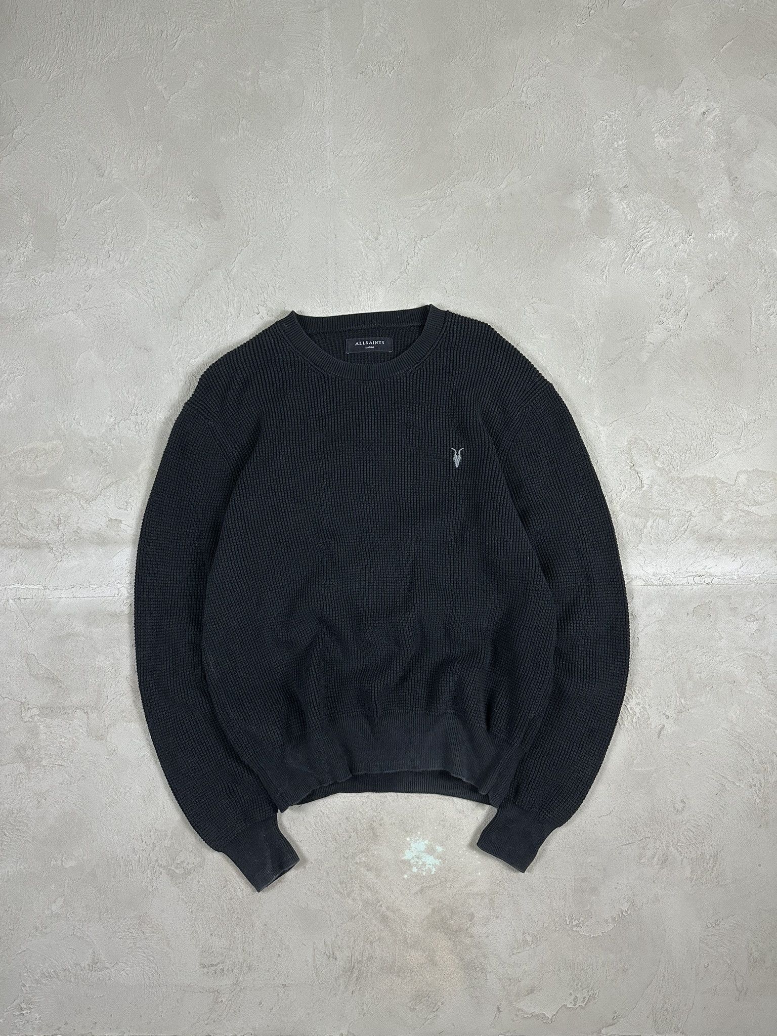 Allsaints Allsaints Cotton Boxy Logo Knit Sweater Size US L / EU 52-54 / 3 - 1 Thumbnail