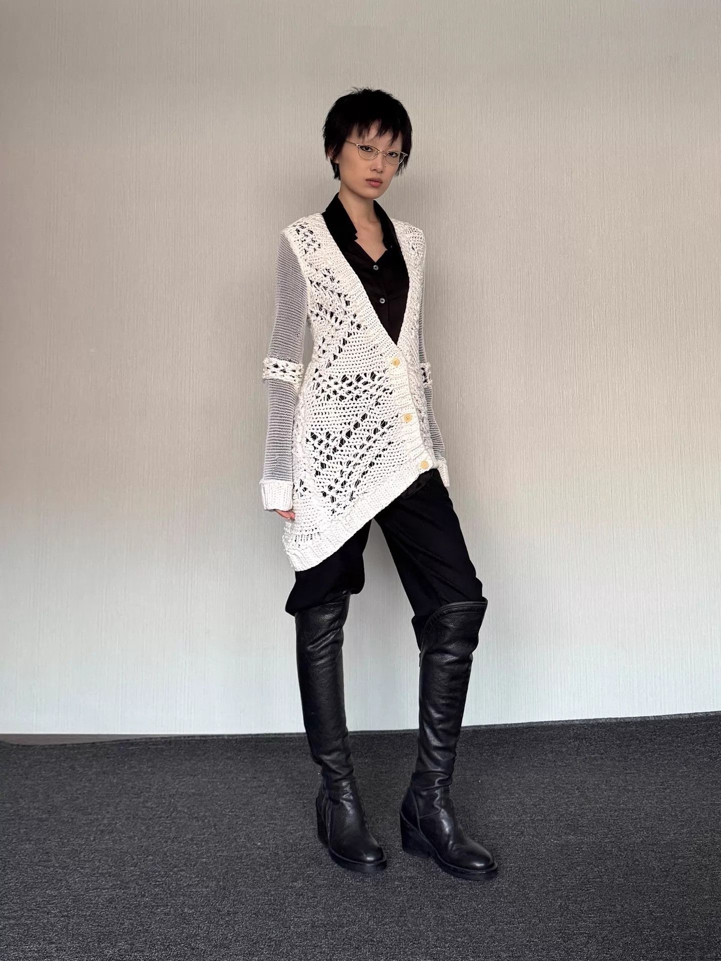 Helmut Lang Helmut Lang Open Knit Multi-Stitch Irregular Sweater S Size S / US 4 / IT 40 - 8 Thumbnail