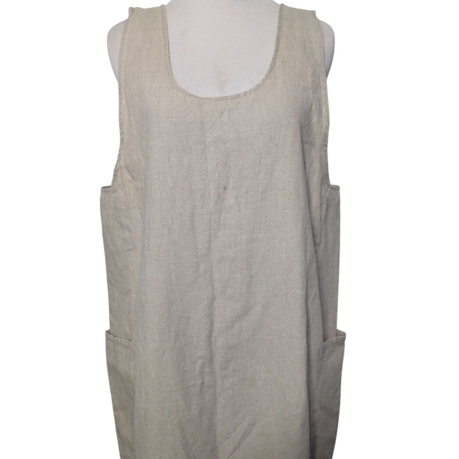 Designer J Peterman Linen Blend Midi Dress Womens Size Medium Beige Size M / US 6-8 / IT 42-44 - 2 Thumbnail