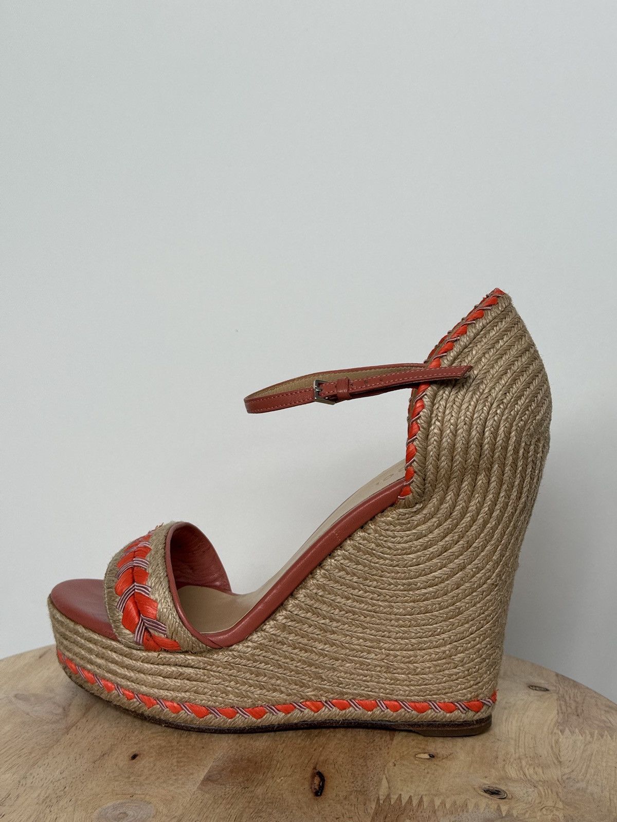 Gucci Gucci Espadrilles Wedges Sandals Coral Orange Size US 7 / IT 37 - 2 Thumbnail