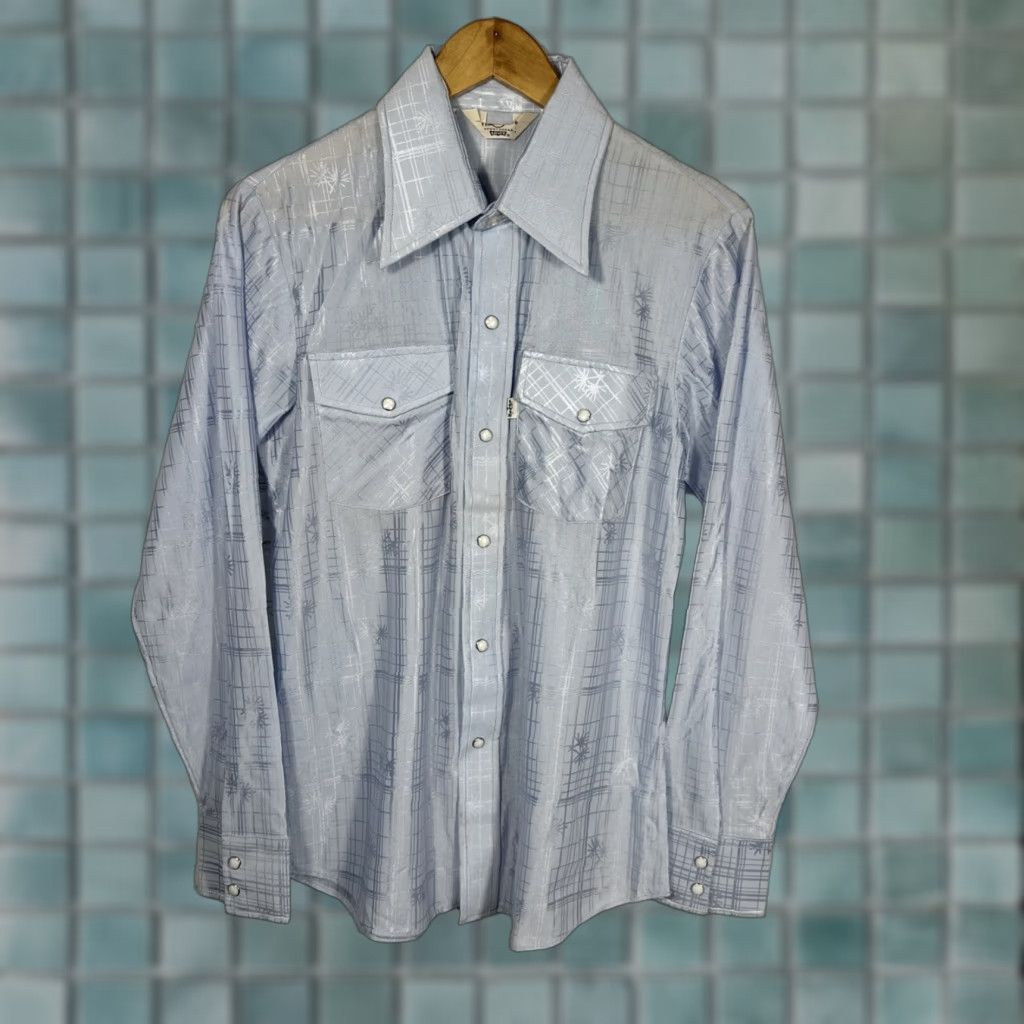 Levi's VINTAGE Levi's Shirt Mens M Blue Western Pearl Snap Sample 70s Cowboy Retro All Seasons Long Sleeve Button-Up Size US M / EU 48-50 / 2 - 1 Thumbnail