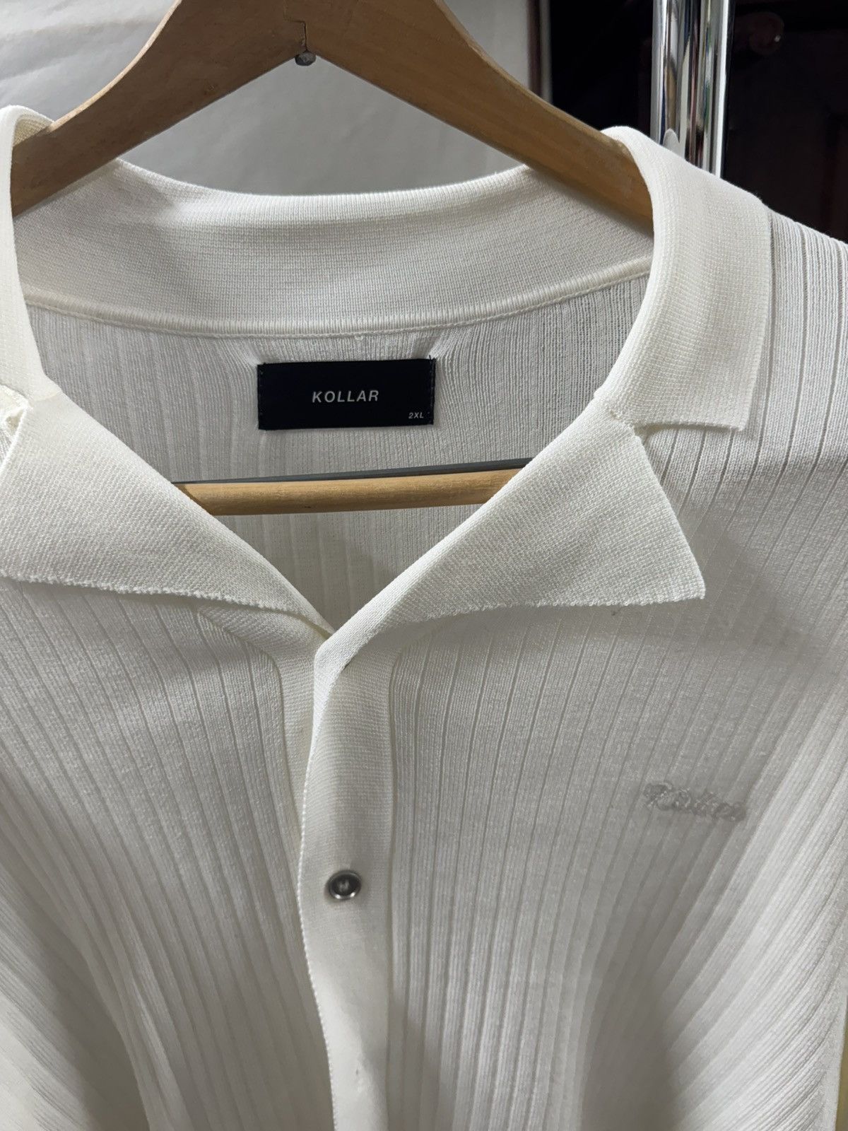 Designer × Kollar Clothing Kollar Knit Logo Button Down - White Size US XXL / EU 58 / 5 - 4 Thumbnail