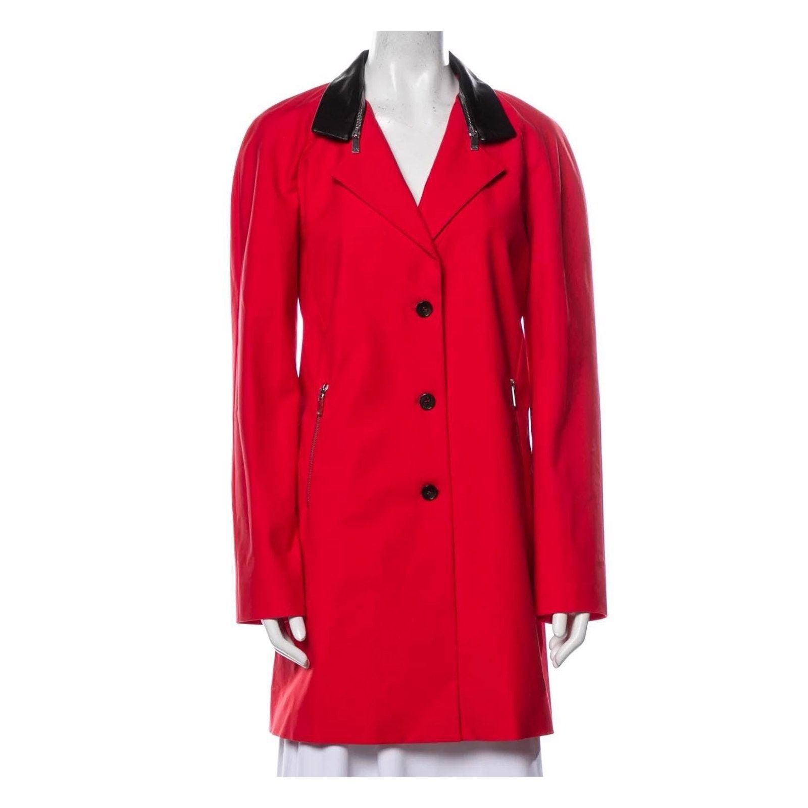 Michael Kors MICHAEL KORS Red Peacoat Made in Italy, XS /US2 SRP: $4500 Size XS / US 0-2 / IT 36-38 - 1 Thumbnail
