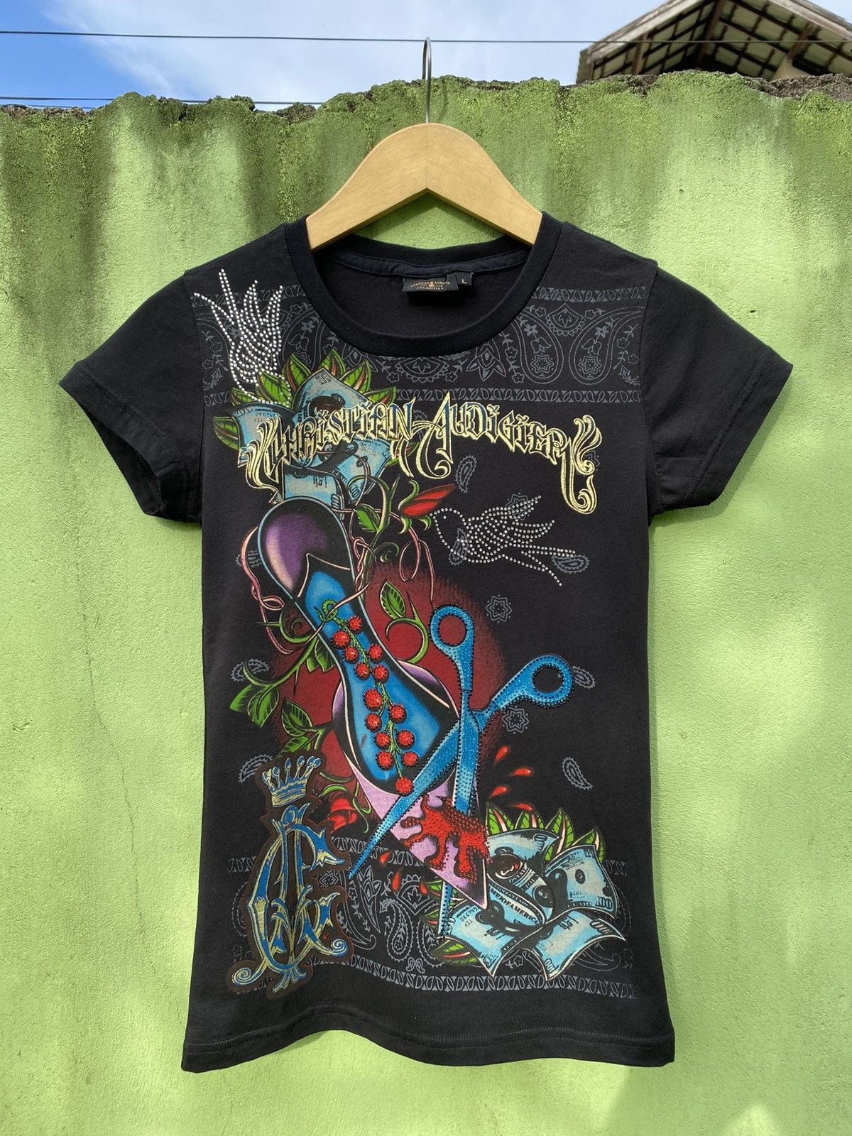 Christian Audigier Christian Audigier Tattoo Rose Scissor Design Front & Back Size L / US 10 / IT 46 - 1 Thumbnail