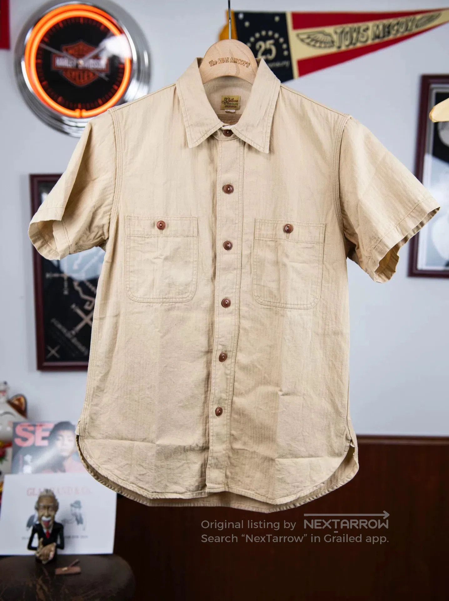 Deluxeware Deluxeware Beige Work Shirt with Embroidery. Size US M / EU 48-50 / 2 - 2 Thumbnail