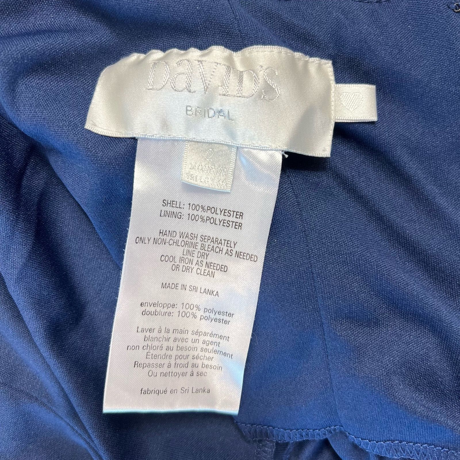 Other David's Bridal Women's 2 Blue Midi Brides Maid Dress Flowy Size XS / US 0-2 / IT 36-38 - 3 Thumbnail