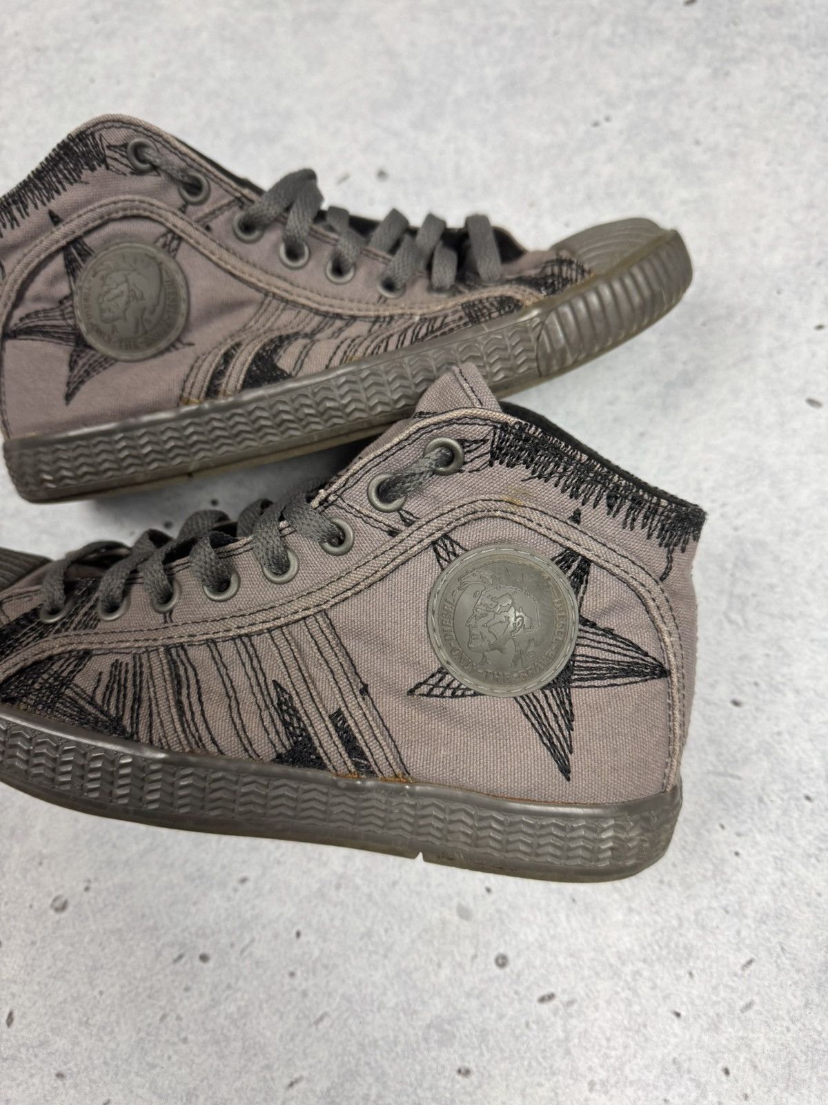 Diesel High Top Embroidered Sneakers Avant Garde Yohji Y2K