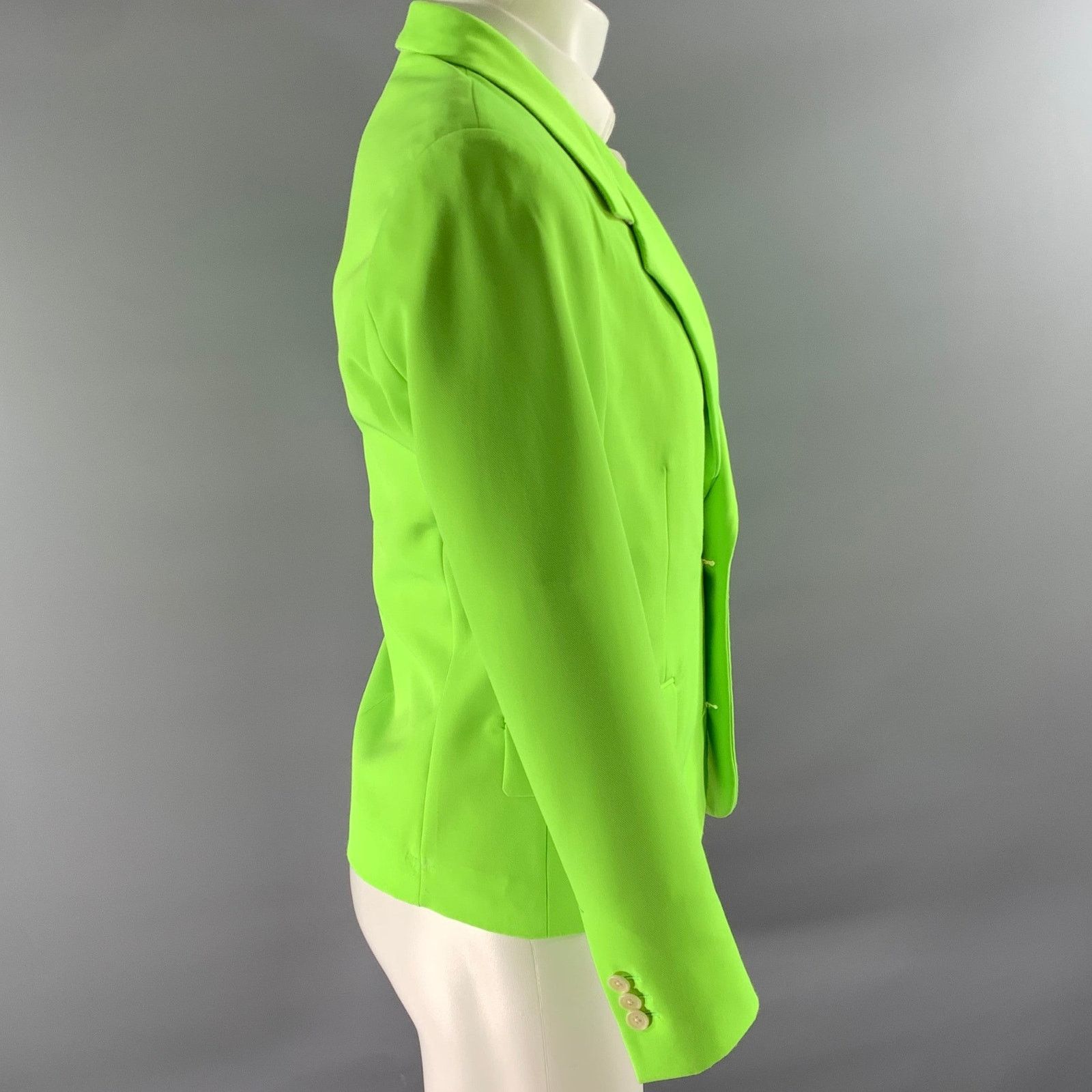 Versace VERSACE 38 Green Neon Polyester Blend Notch Lapel Sport Coat Size 38R - 3 Thumbnail