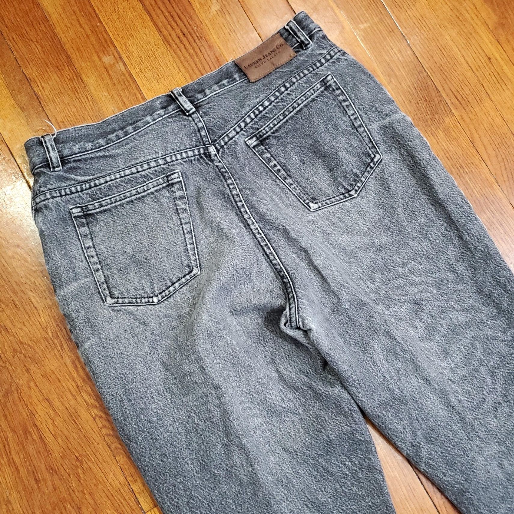 Ralph Lauren VINTAGE Lauren Jeans Co. Ralph Lauren Jeans Womens 14P Gray High Rise Straight Jeans Womens Petite 14P Charcoal Gray Denim Size 36" / US 14 / IT 50 - 3 Thumbnail