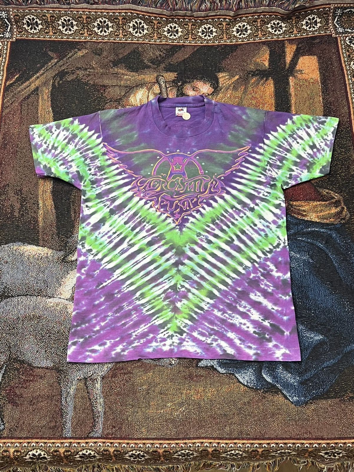 Band Tees 1990 Aerosmith Tie Dye Tee Size US L / EU 52-54 / 3 - 3 Thumbnail