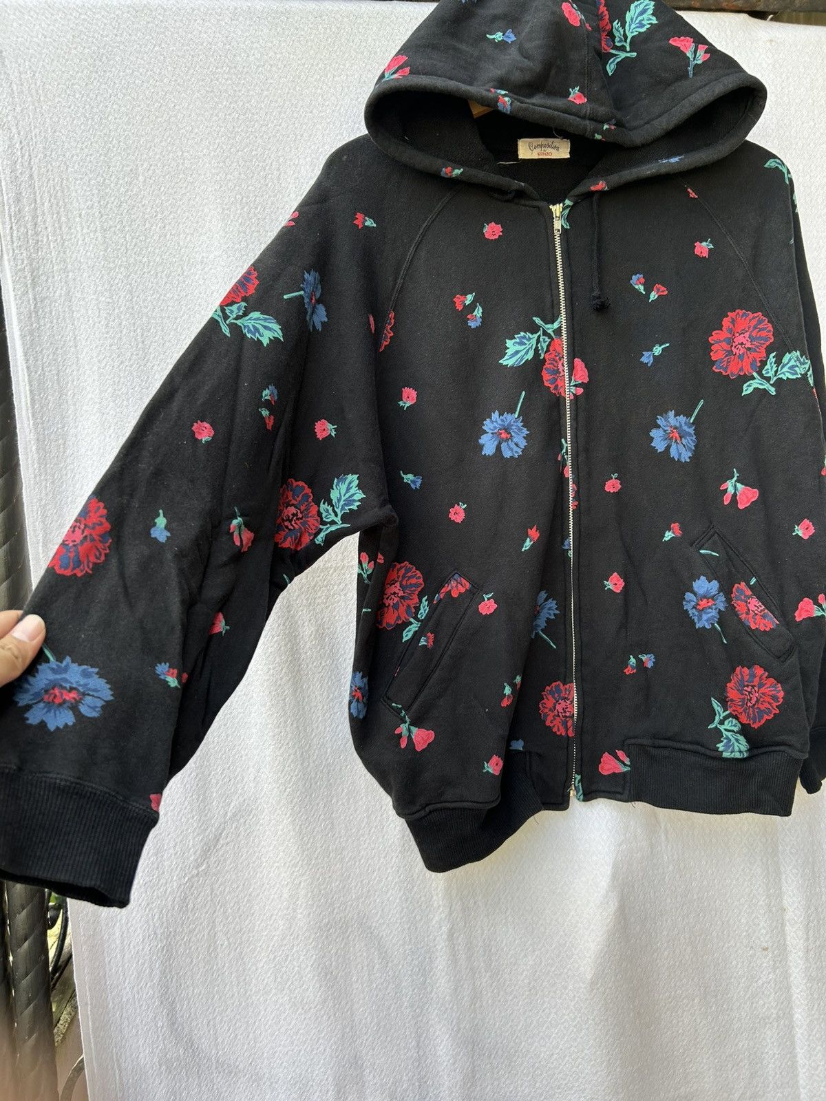 If Six Was Nine × Japanese Brand × Le Grande Bleu (L.G.B.) Composition Kenzo Japan Sweatshirt Flowers Zipper Hoodie Size US L / EU 52-54 / 3 - 4 Thumbnail