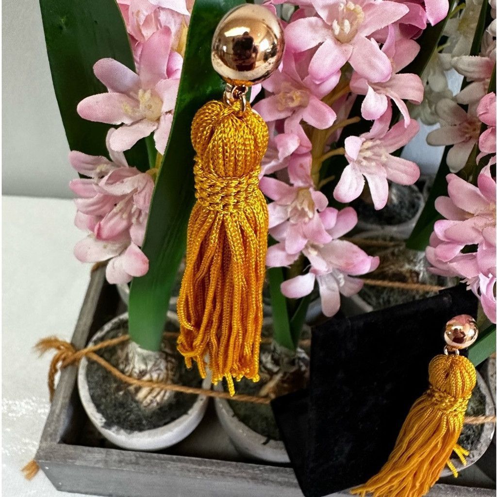 Aldo Aldo Mustard Fringe Earrings with Gold hoop in BN condition Size ONE SIZE - 2 Thumbnail