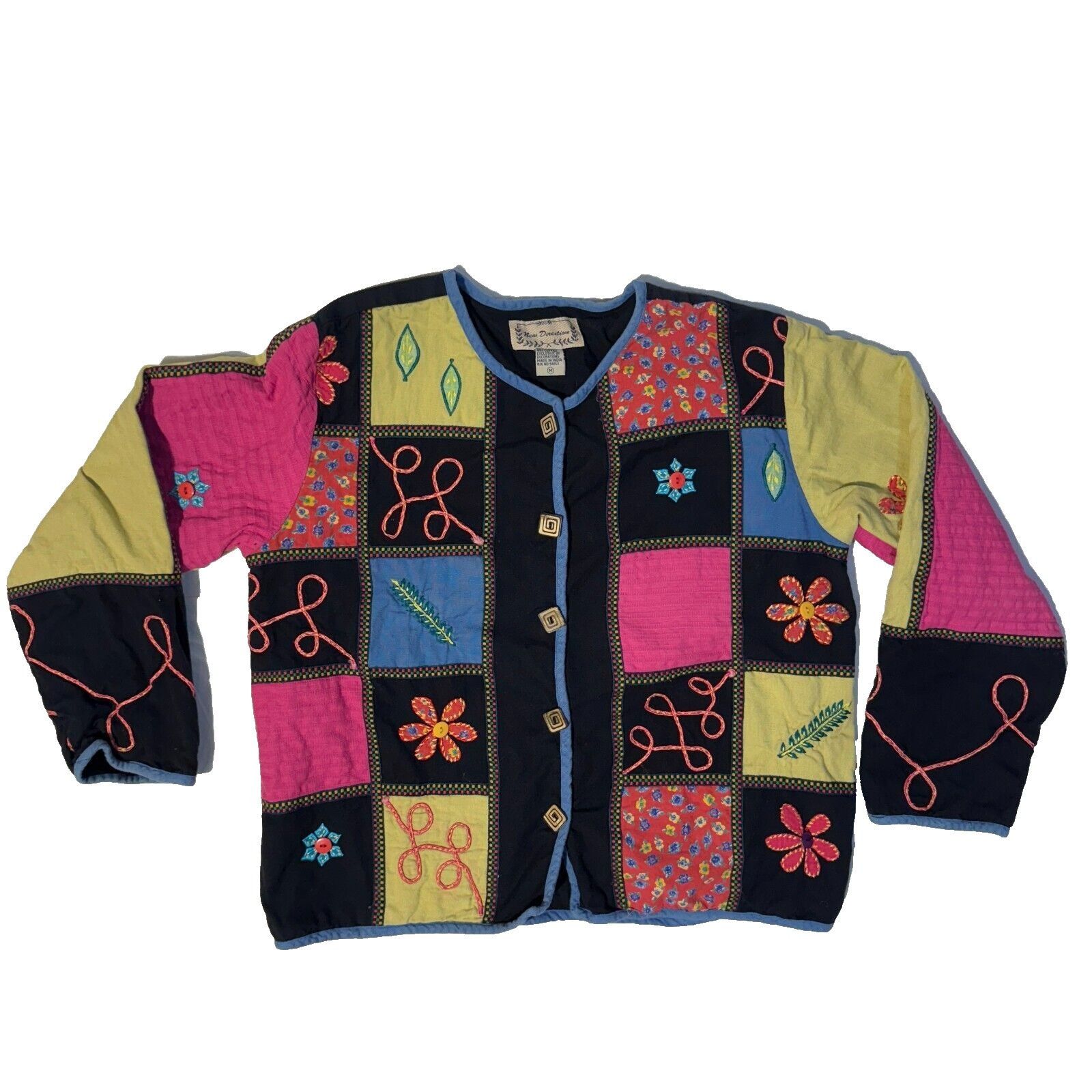Vintage New Direction Embroidered Patchwork Jacket - M Linen Blend A Size M / US 6-8 / IT 42-44 - 1 Thumbnail